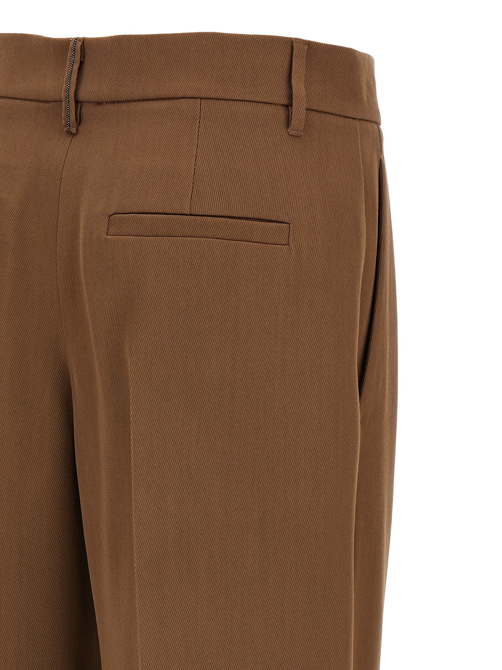 Brunello Cucinelli Brown Virgin Wool Casual Women's Pants