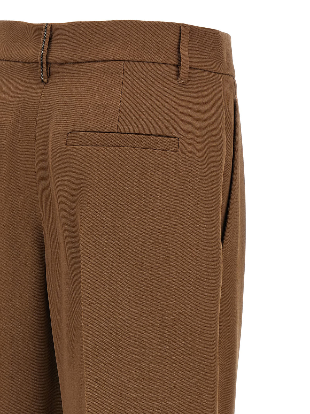 Brunello Cucinelli Brown Virgin Wool Casual Women's Pants