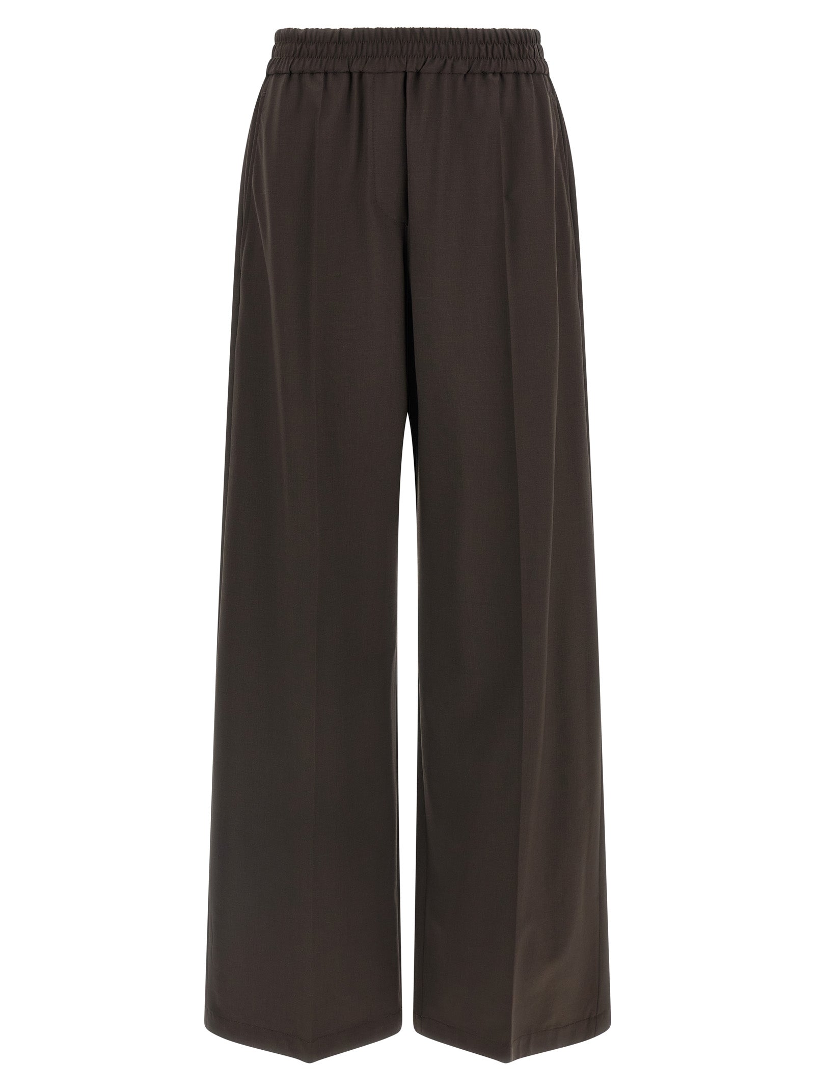 Brunello Cucinelli Brown Virgin Wool Casual Women's Pants