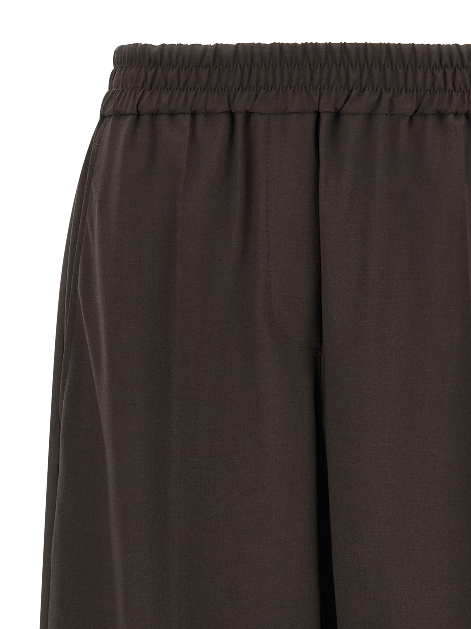 Brunello Cucinelli Brown Virgin Wool Casual Women's Pants