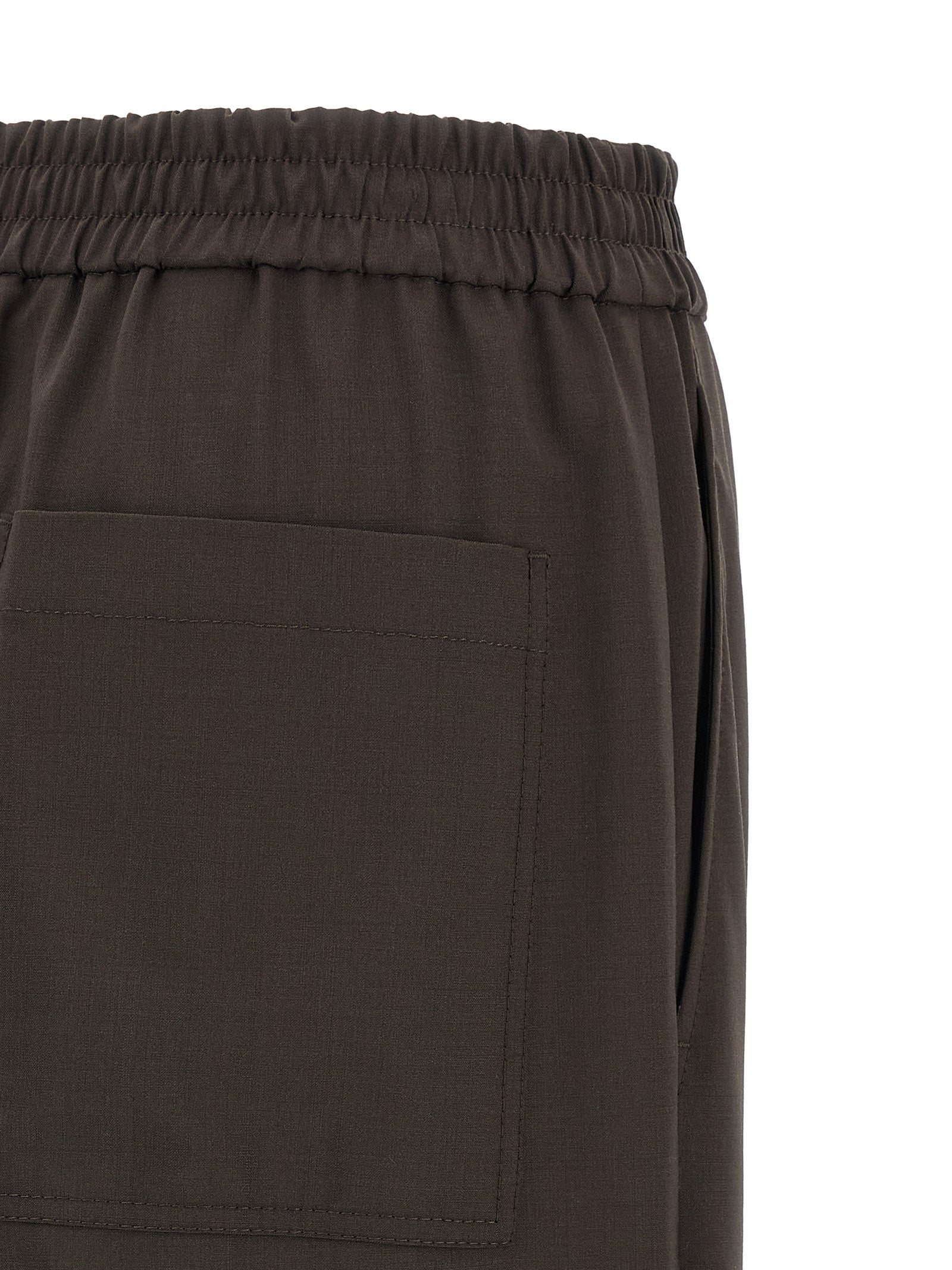 Brunello Cucinelli Brown Virgin Wool Casual Women's Pants