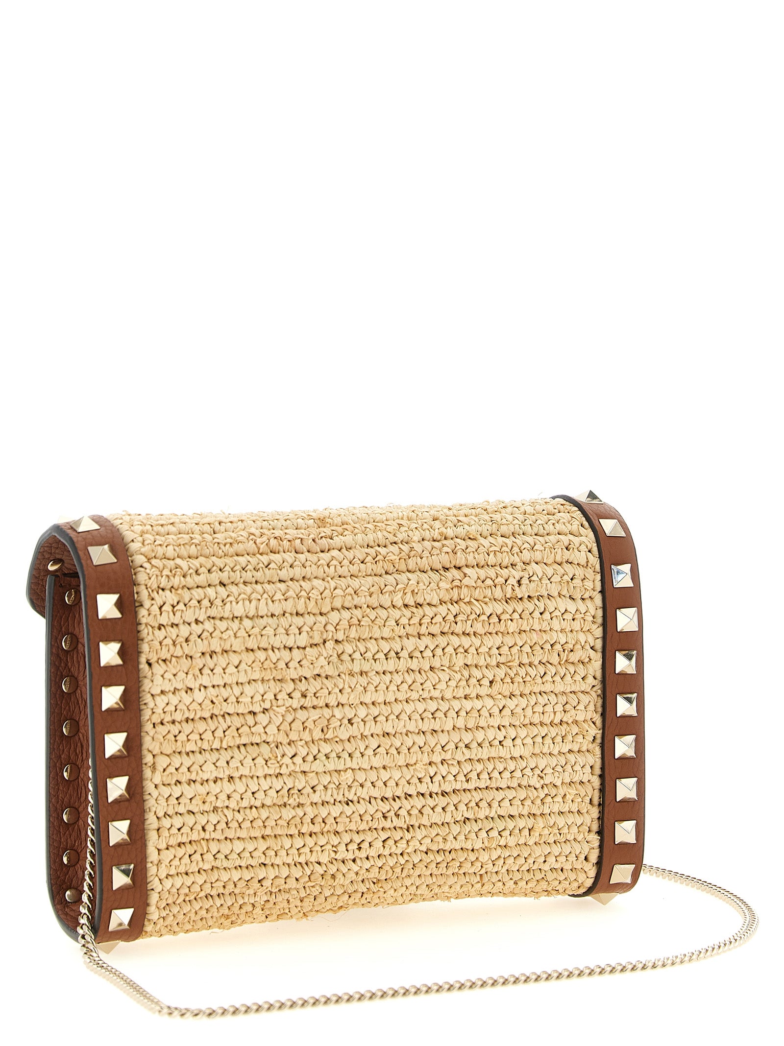 Valentino Garavani Beige Straw Crossbody Women's Bag