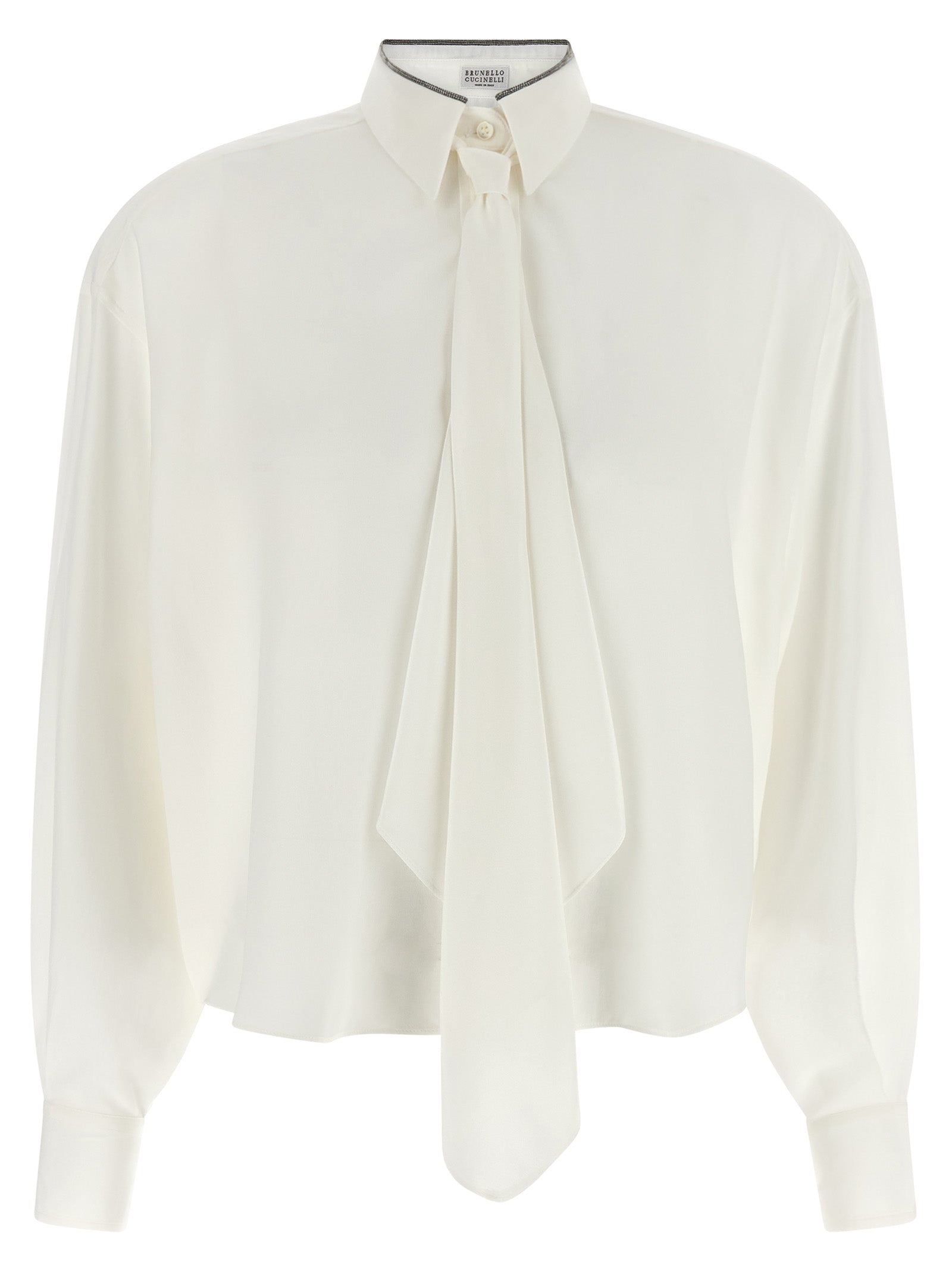 Brunello Cucinelli White Silk Women's Blouse