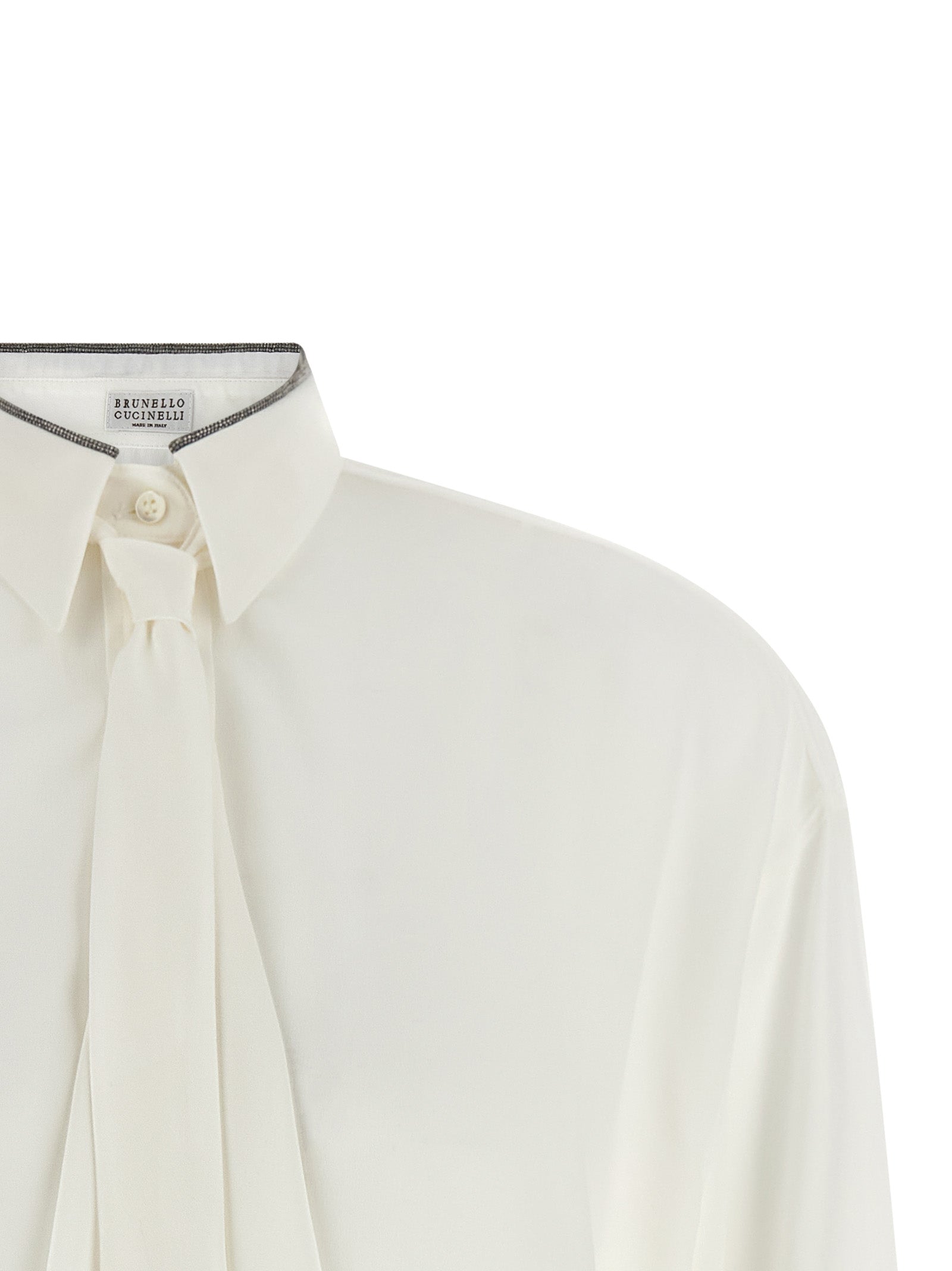 Brunello Cucinelli White Silk Women's Blouse