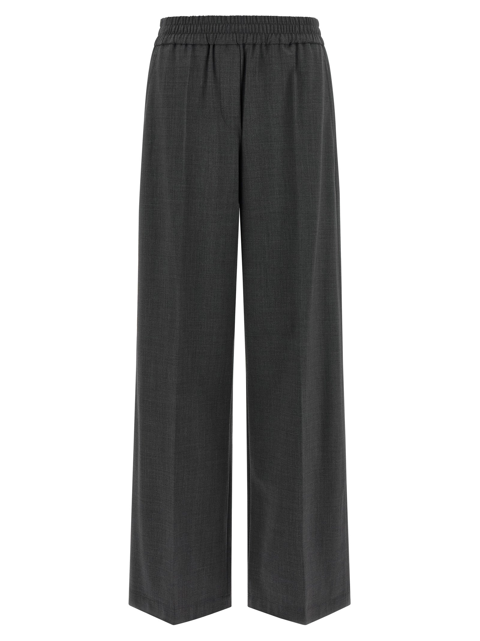 Brunello Cucinelli Gray Virgin Wool Flared Women's Pants