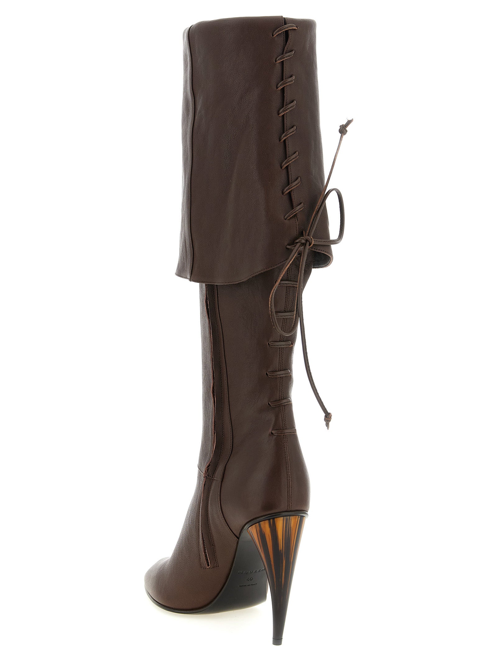 Alexander McQueen Brown Lamb Leather Over The Women's Knee