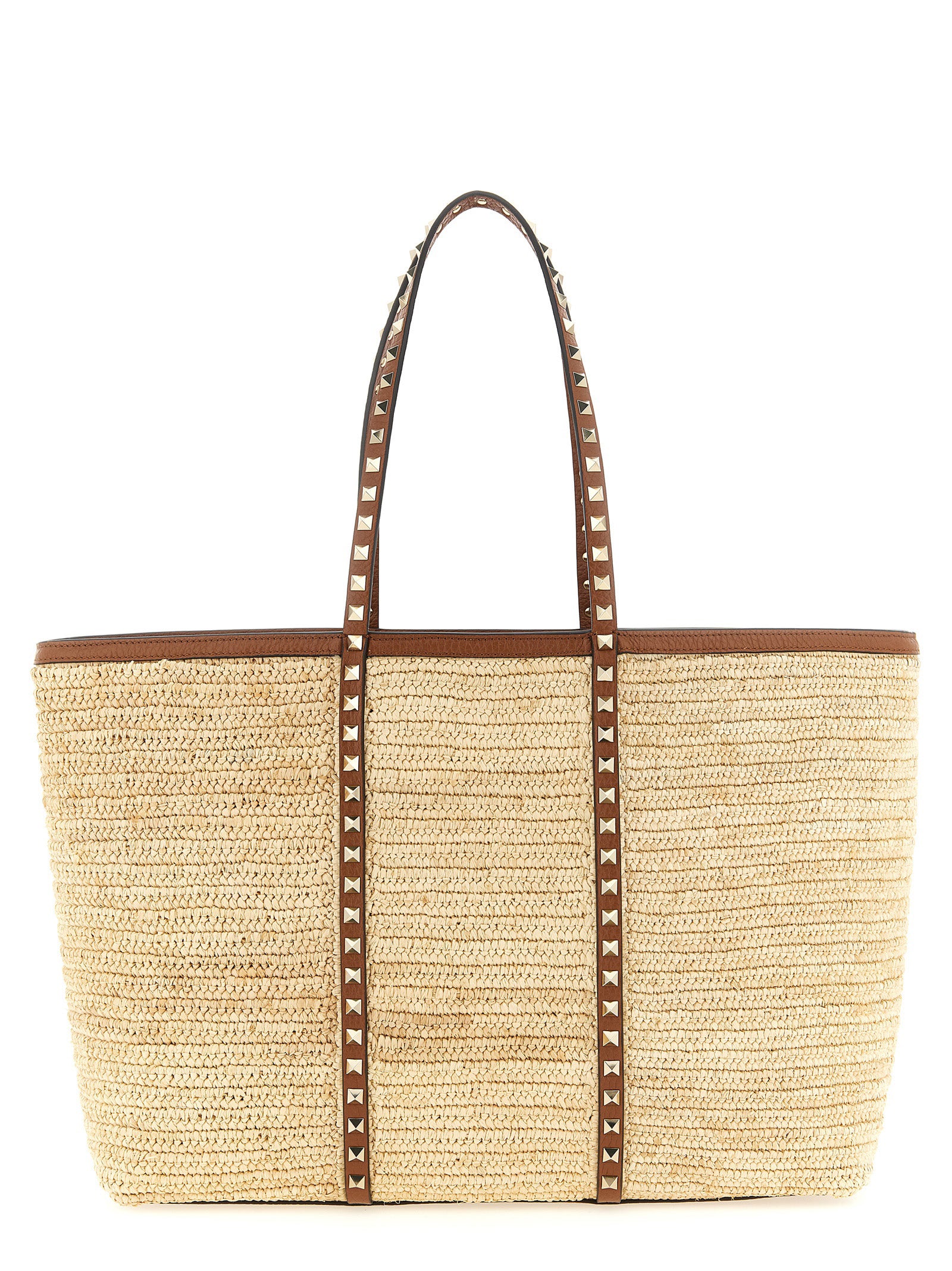 Valentino Garavani Beige Straw Tote Women's Bag