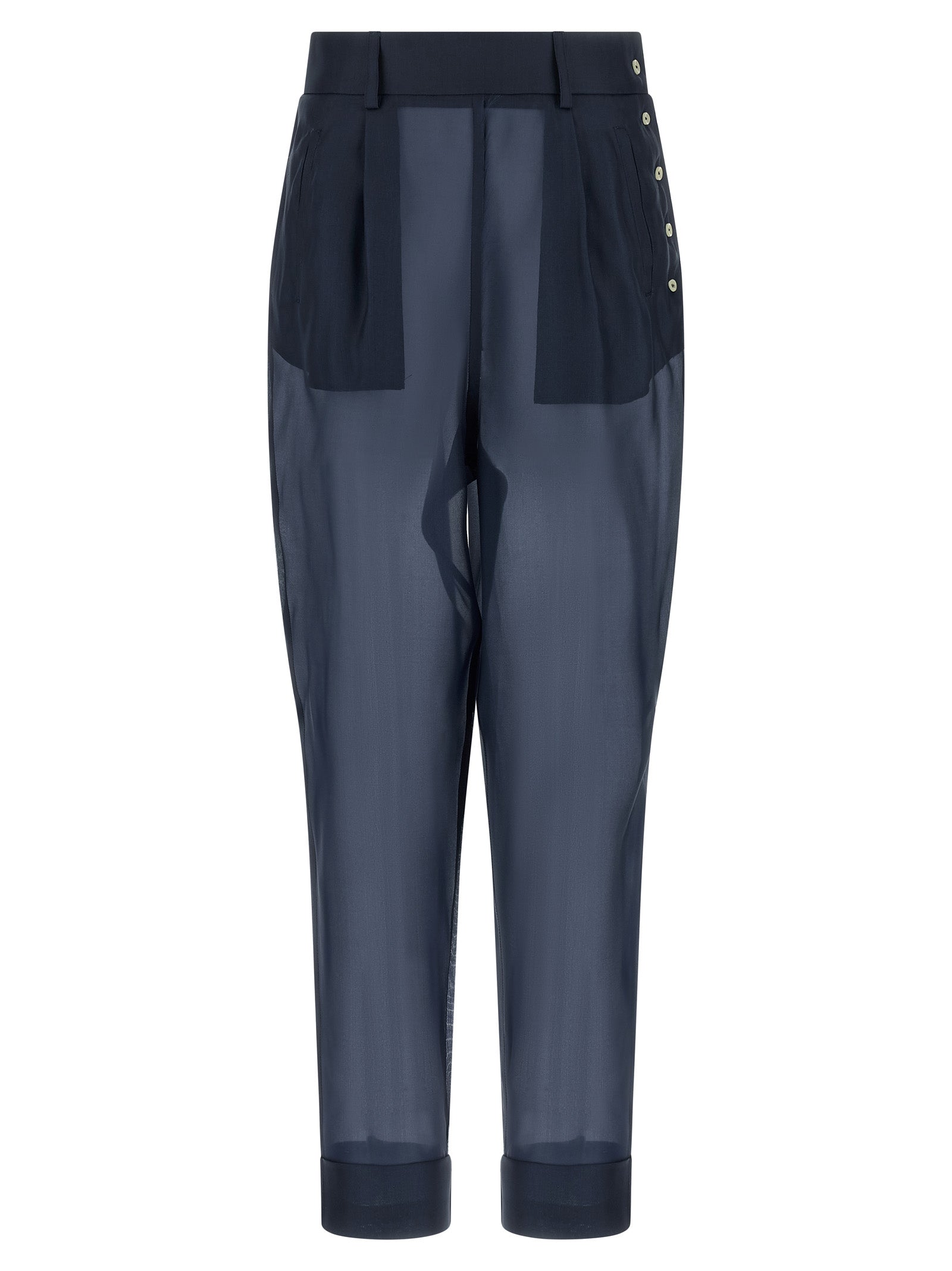 MAISON JEJIA Blue Silk Casual Women's Pants