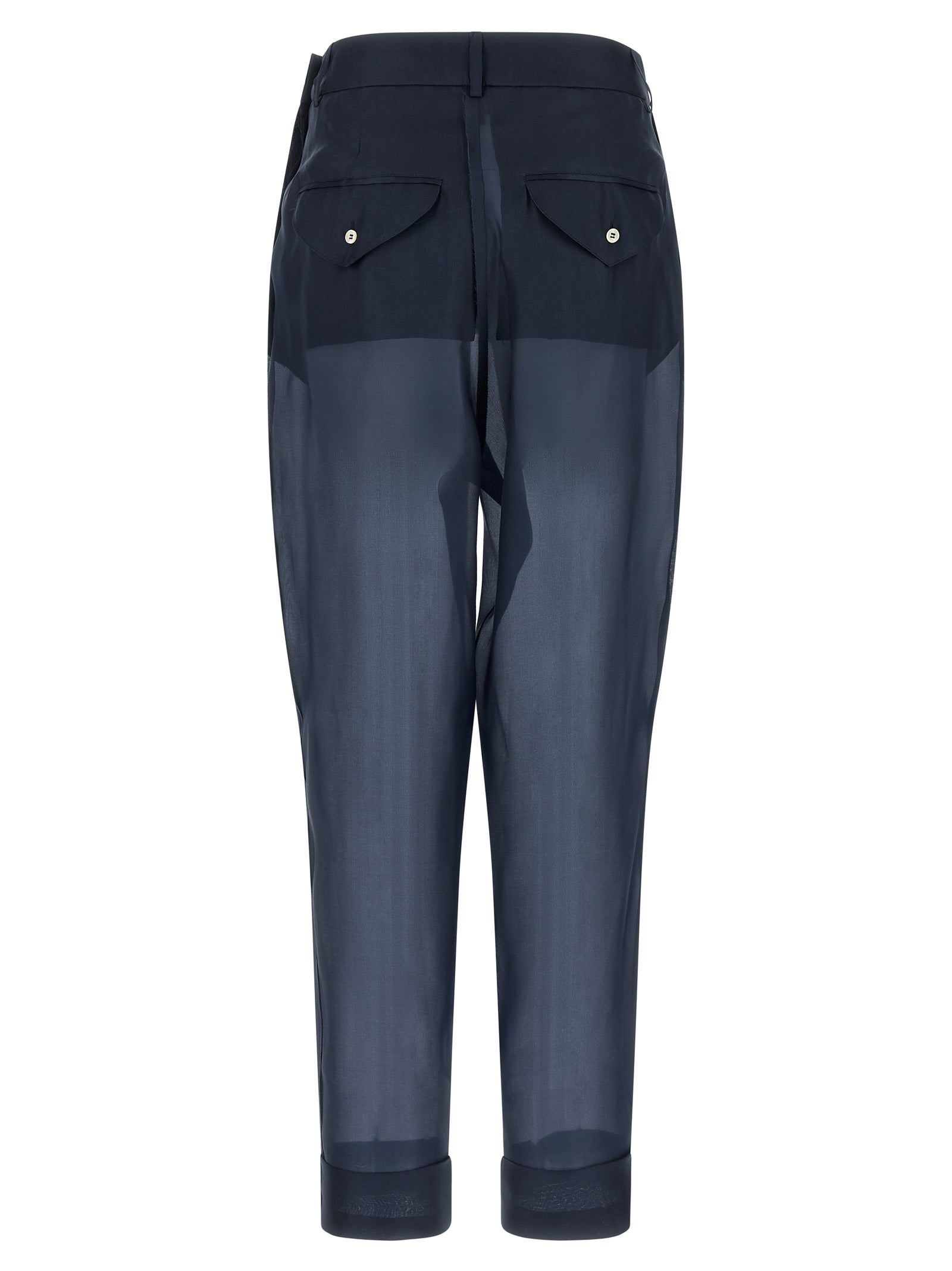 MAISON JEJIA Blue Silk Casual Women's Pants