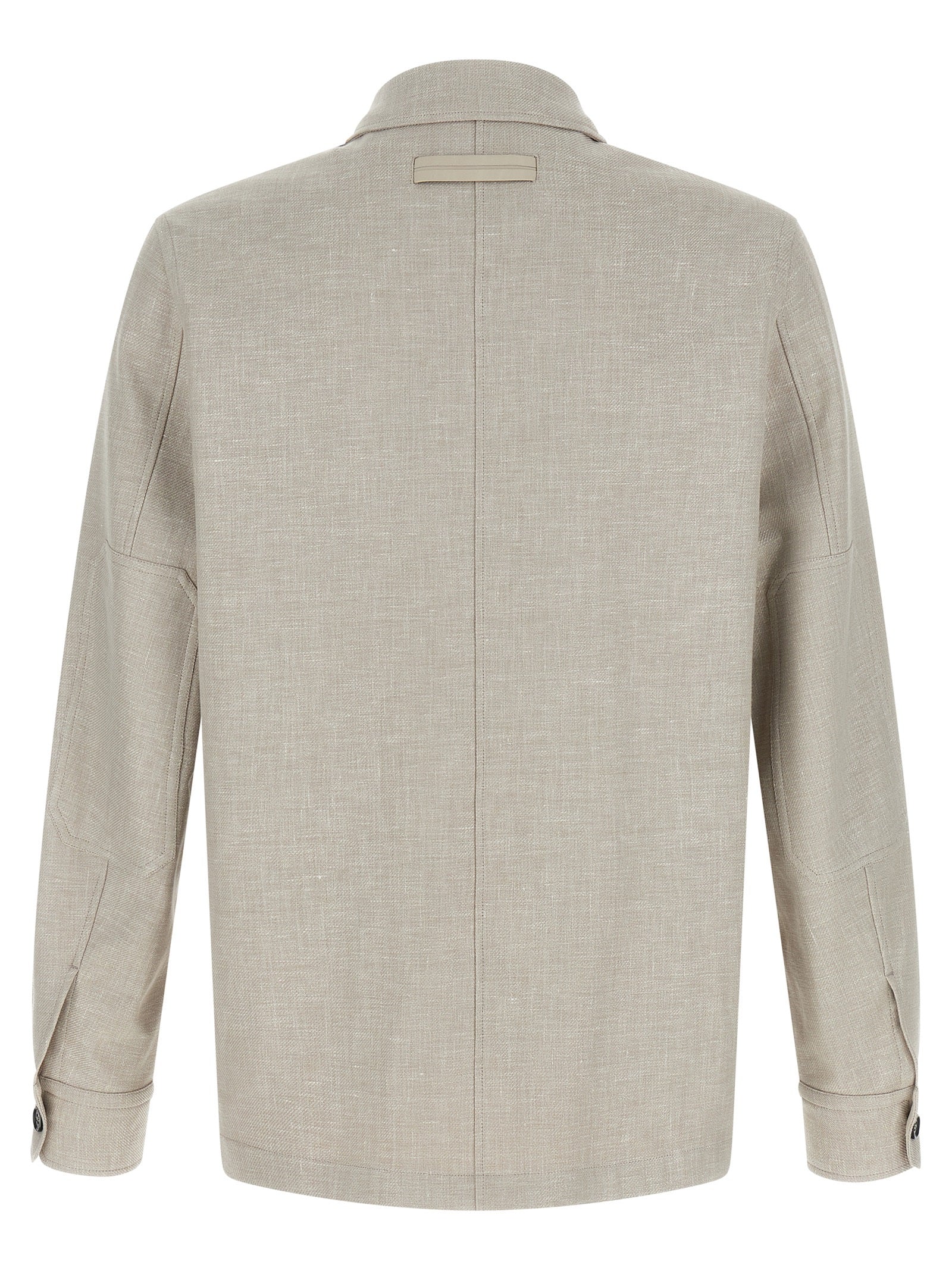 ZEGNA Gray Linen Men's Blouse
