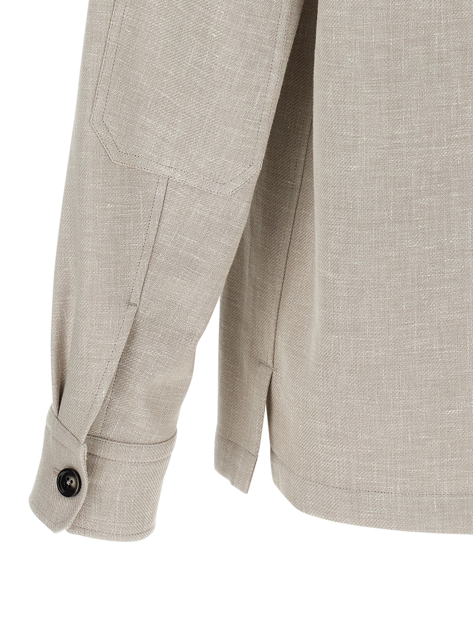 ZEGNA Gray Linen Men's Blouse