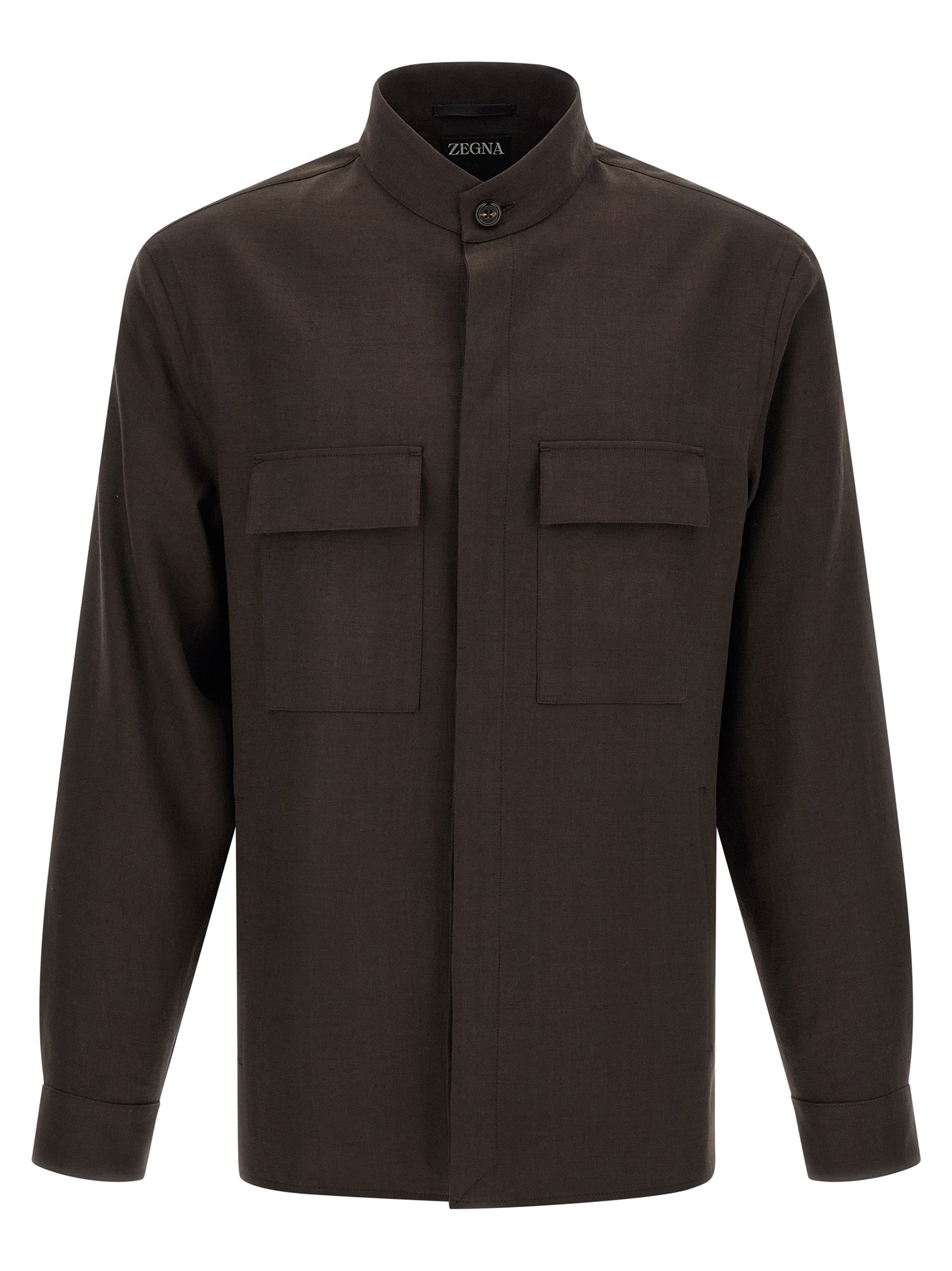 ZEGNA Brown Linen Men's Blouse