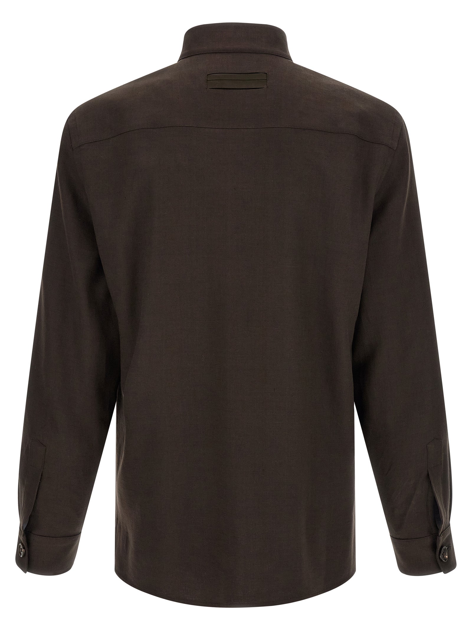 ZEGNA Brown Linen Men's Blouse