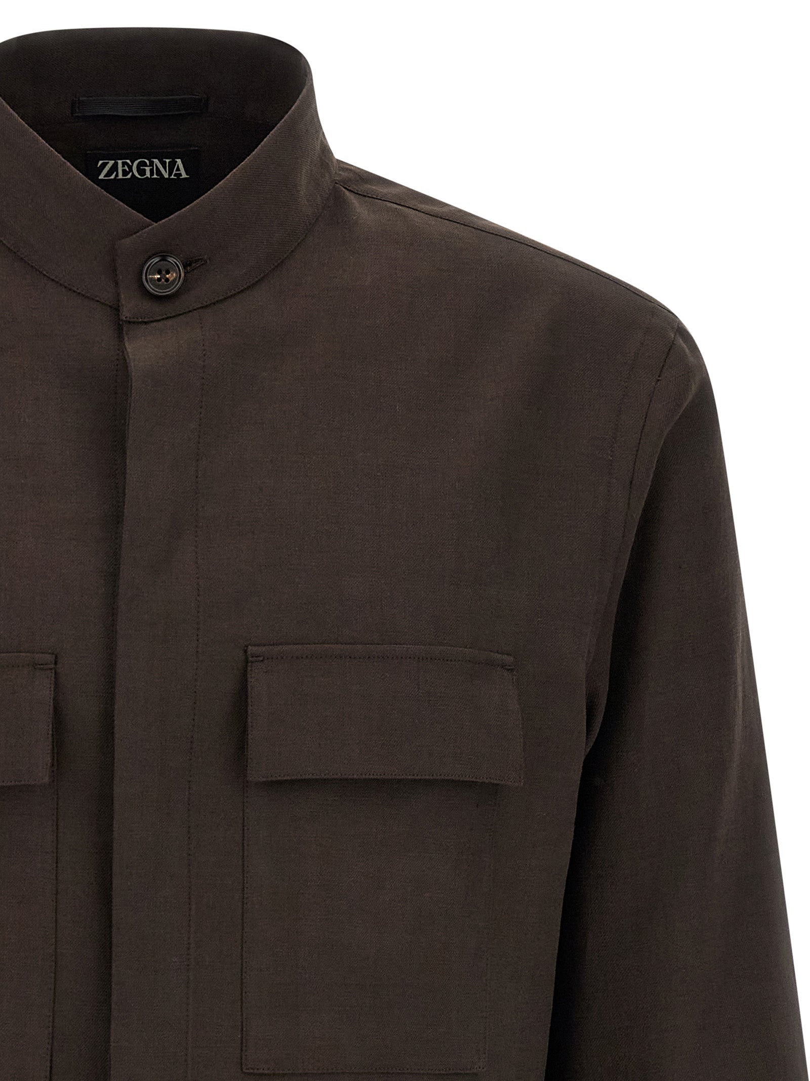 ZEGNA Brown Linen Men's Blouse