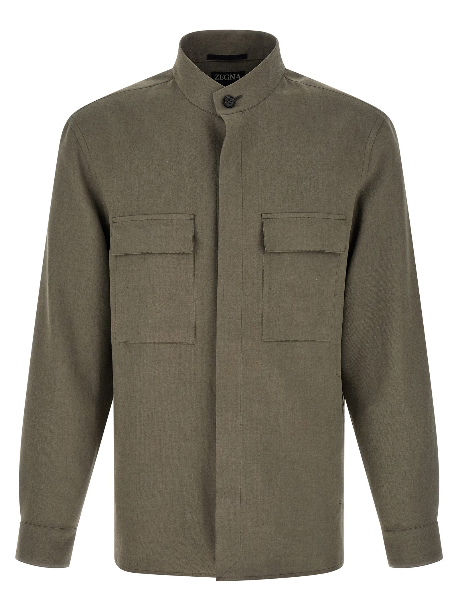 ZEGNA Gray Linen Men's Blouse
