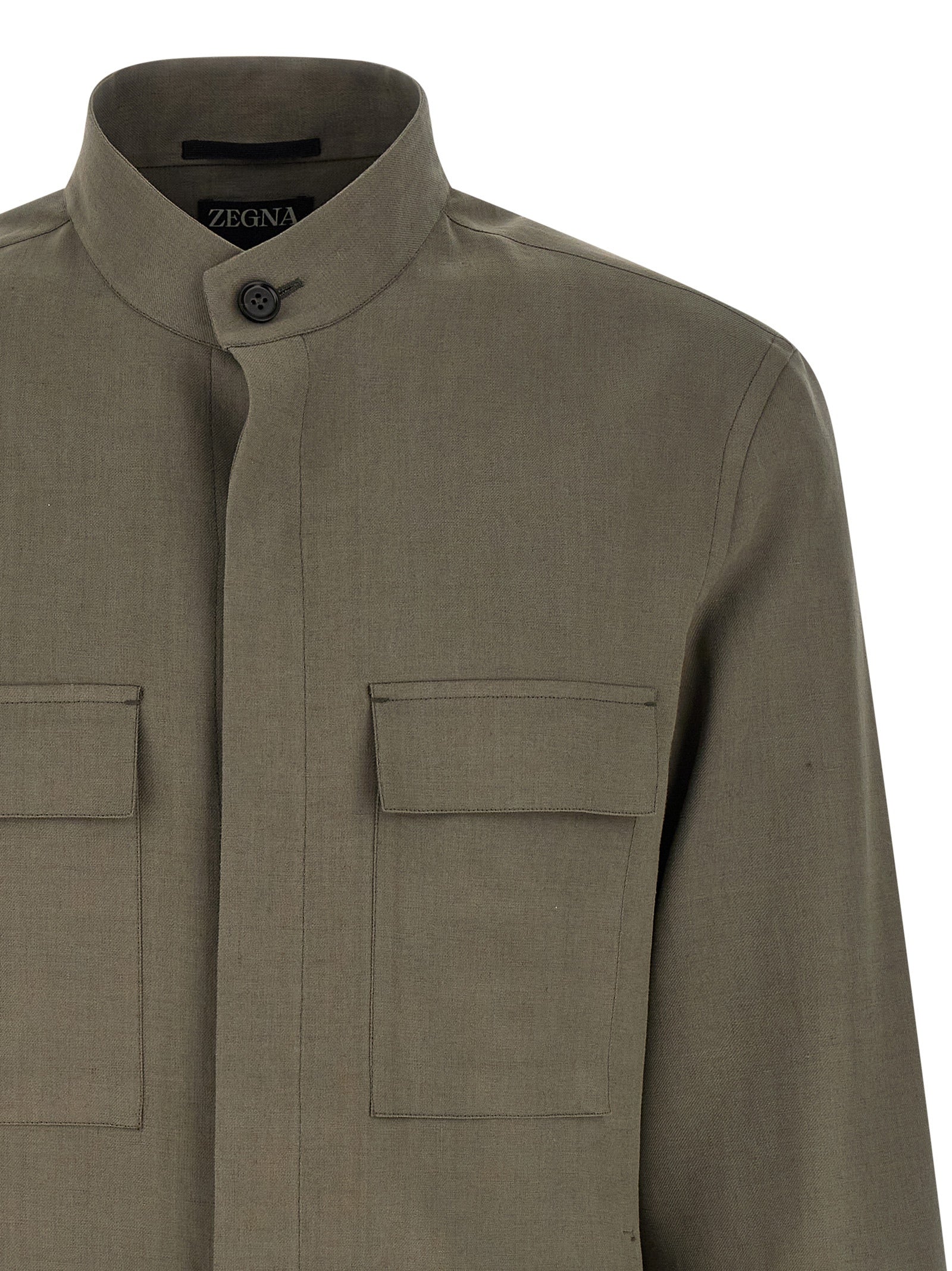 ZEGNA Gray Linen Men's Blouse