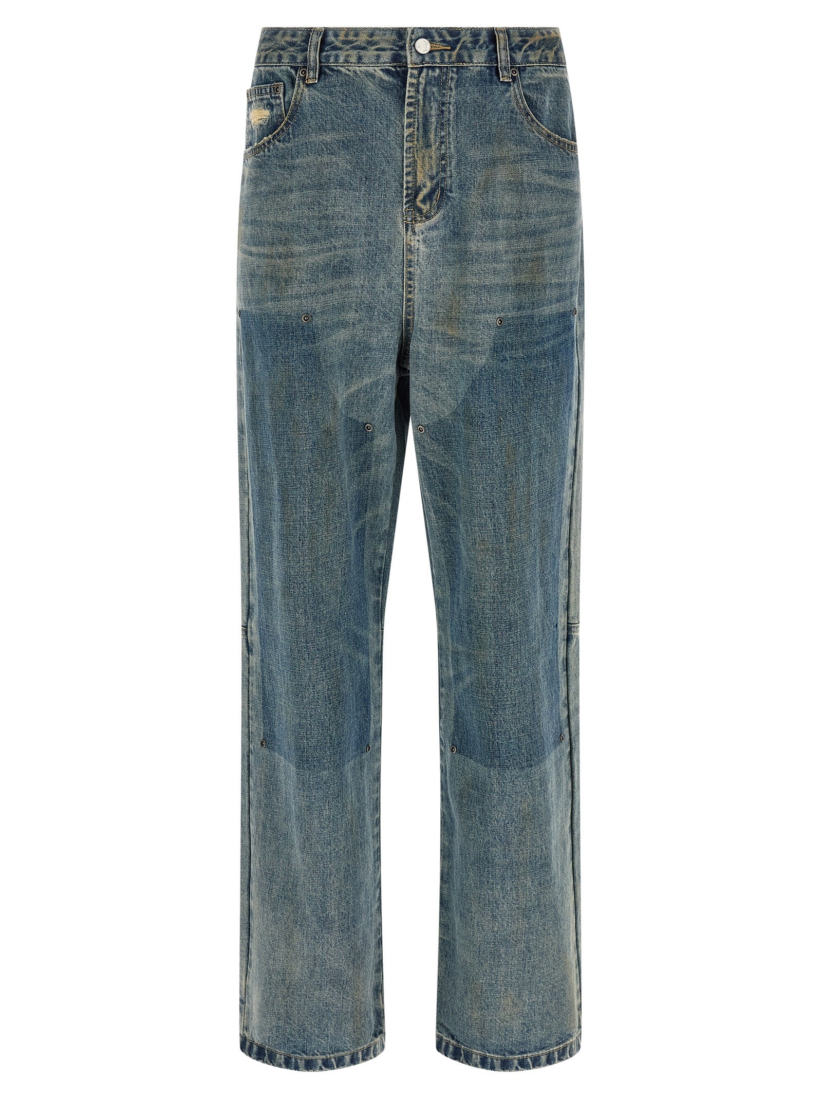 FOUND Blue Cotton Straight-Leg Men's Jeans