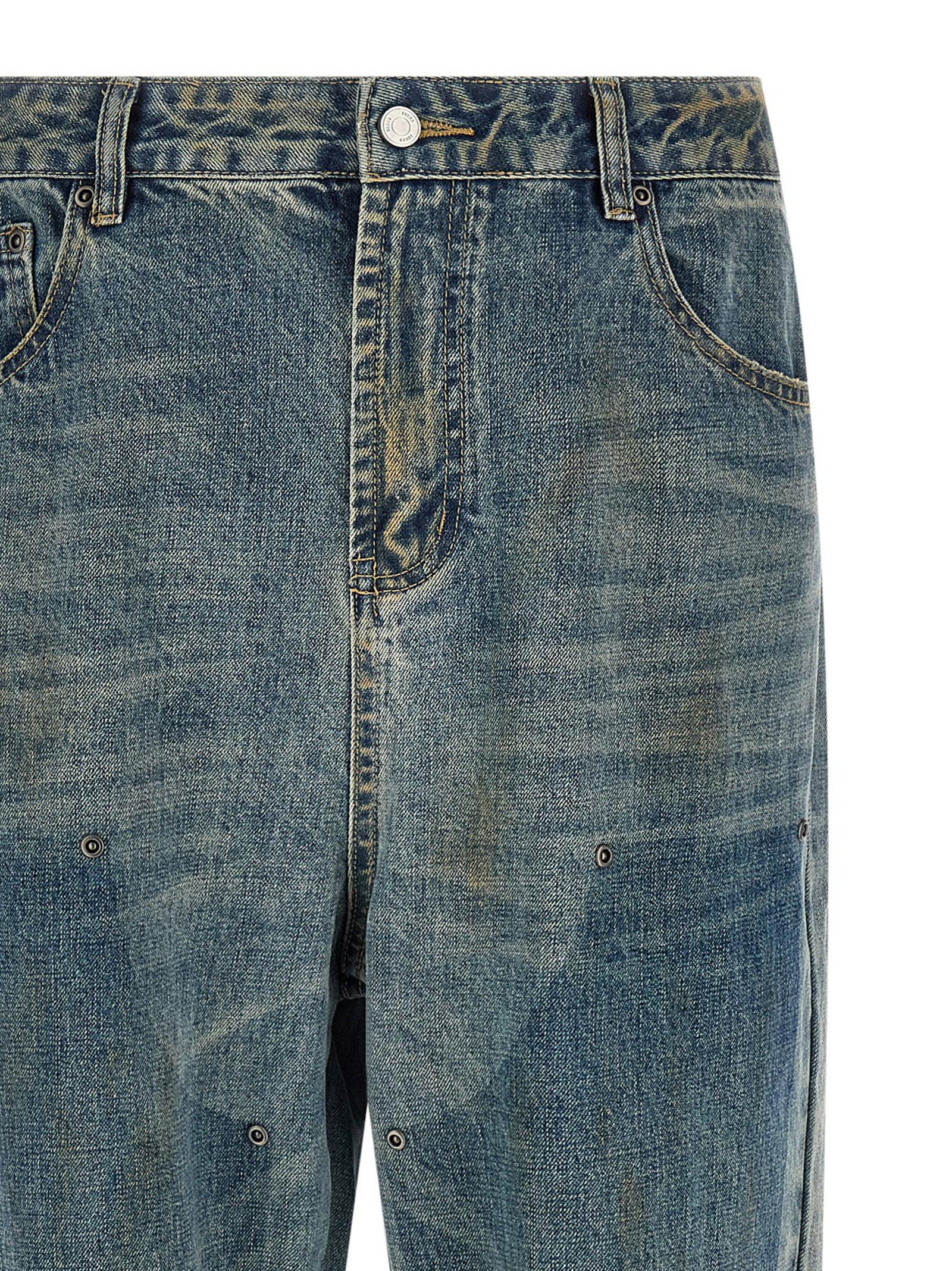 FOUND Blue Cotton Straight-Leg Men's Jeans
