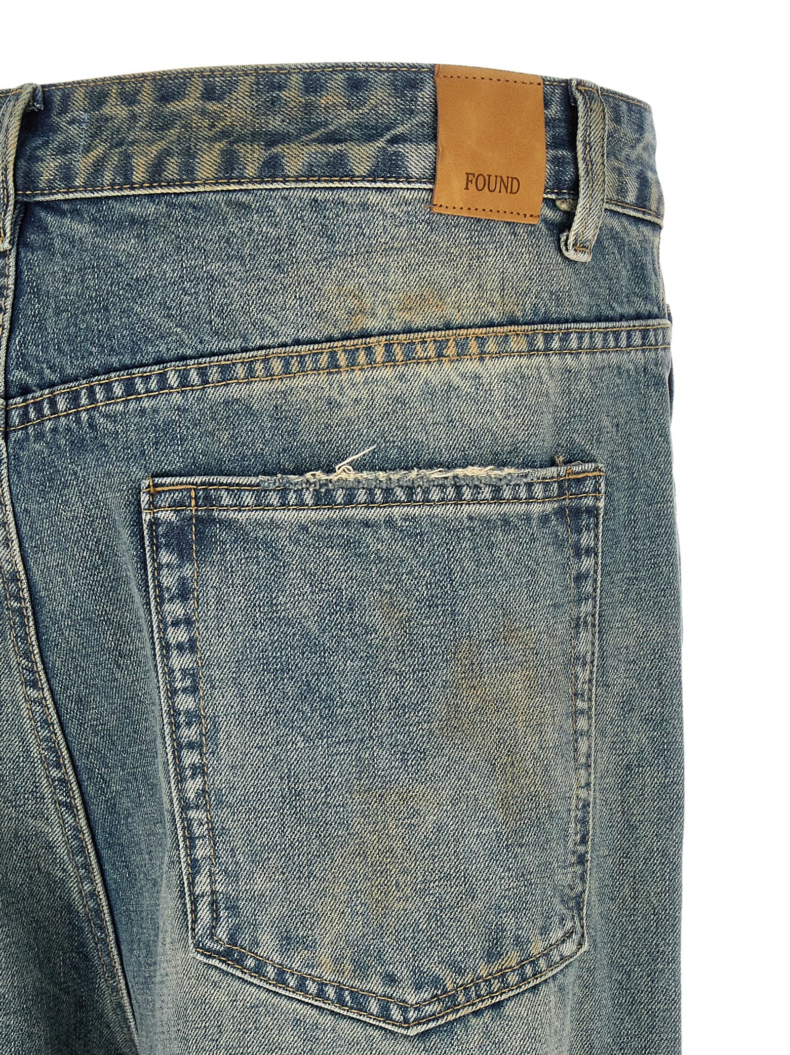 FOUND Blue Cotton Straight-Leg Men's Jeans