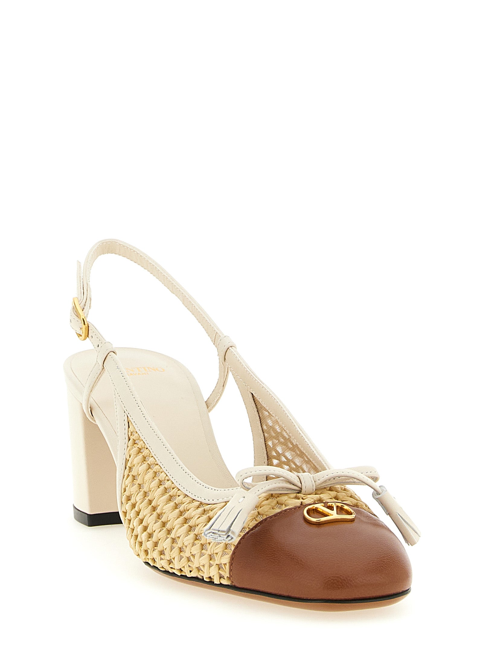 Valentino Garavani Beige Goatskin Mid Heel Women's Pumps