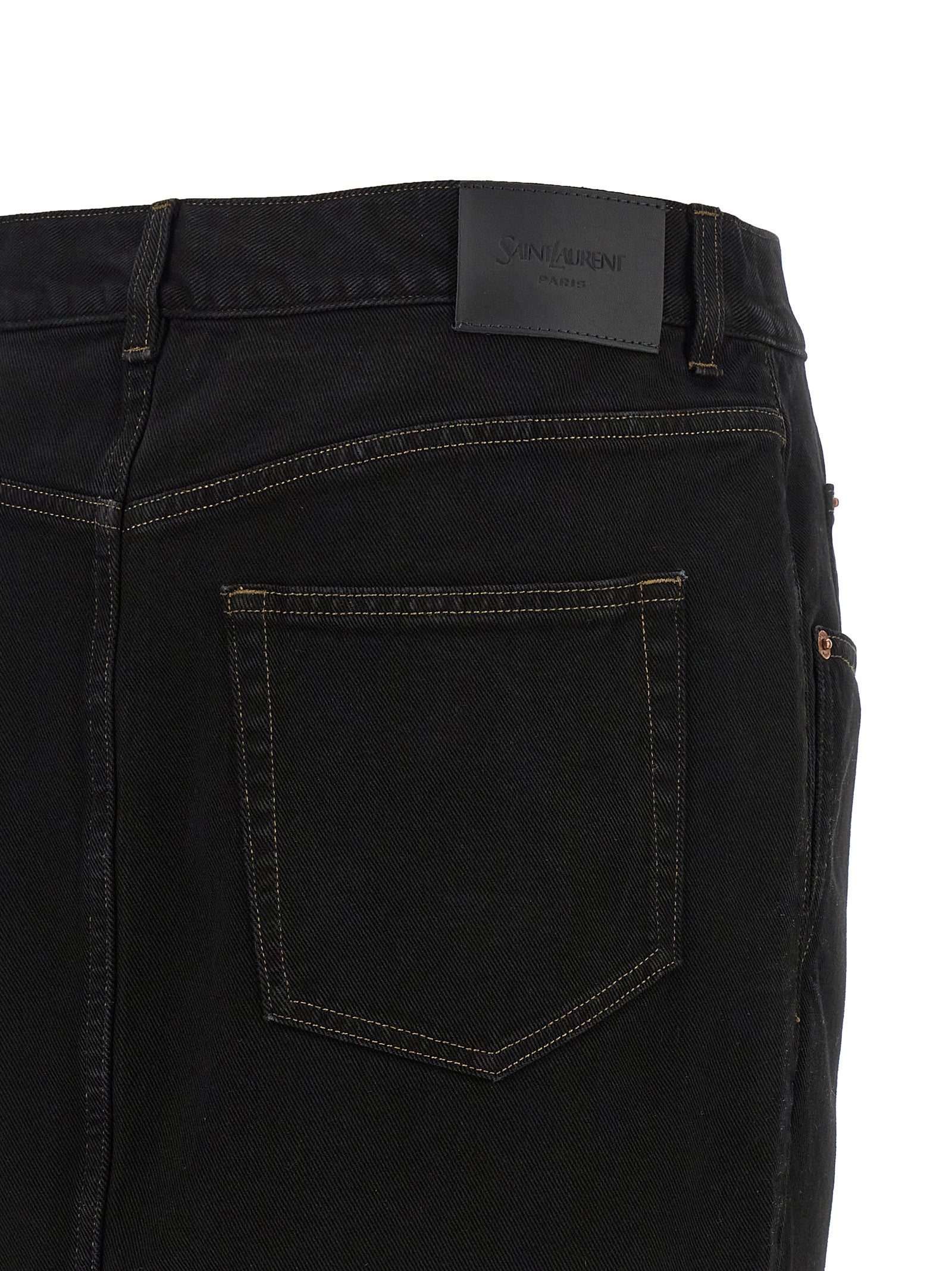 Saint Laurent Black Cotton Midi Women's Skirt