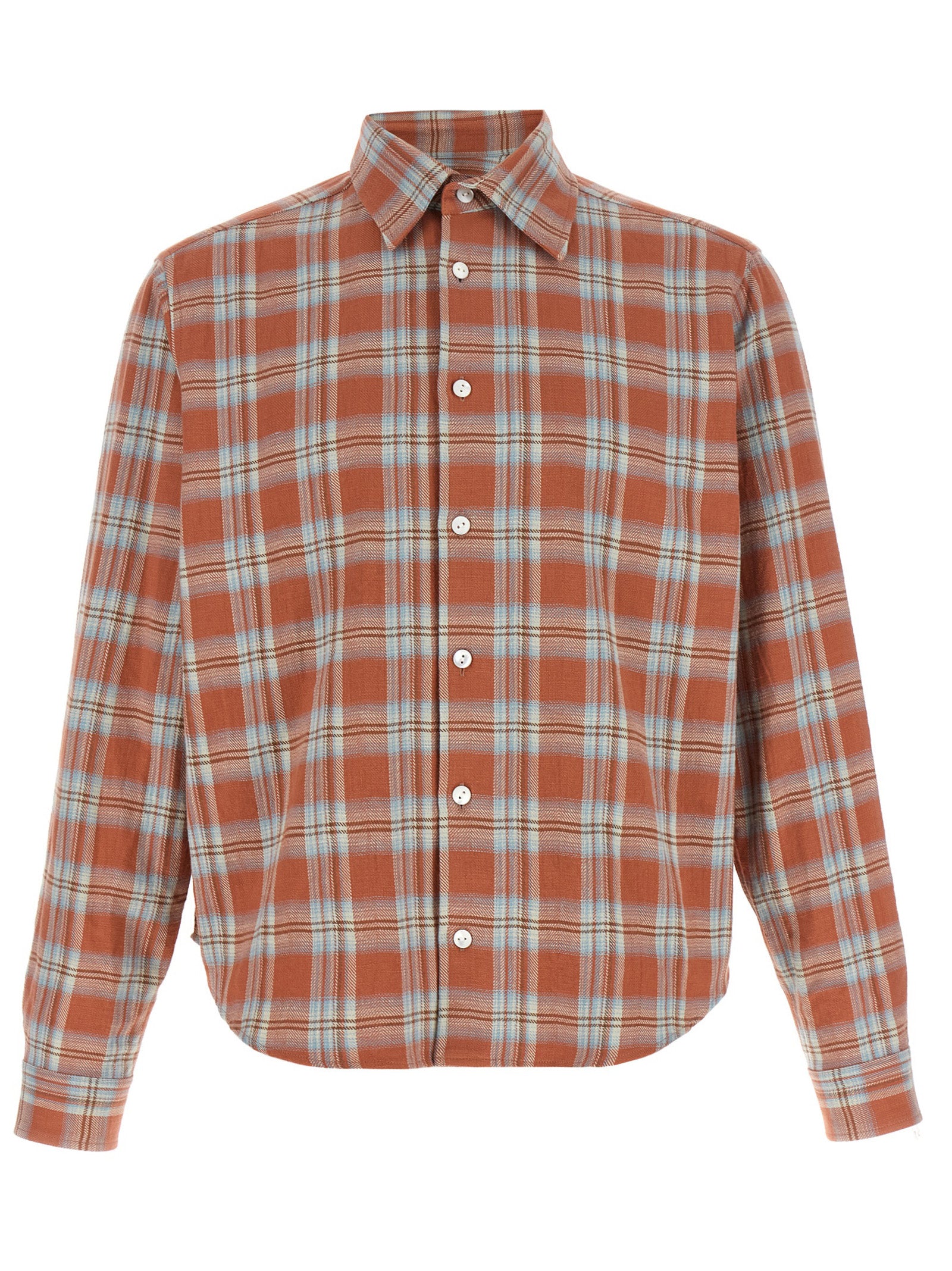 SECOND/LAYER Orange Cotton Men's Blouse