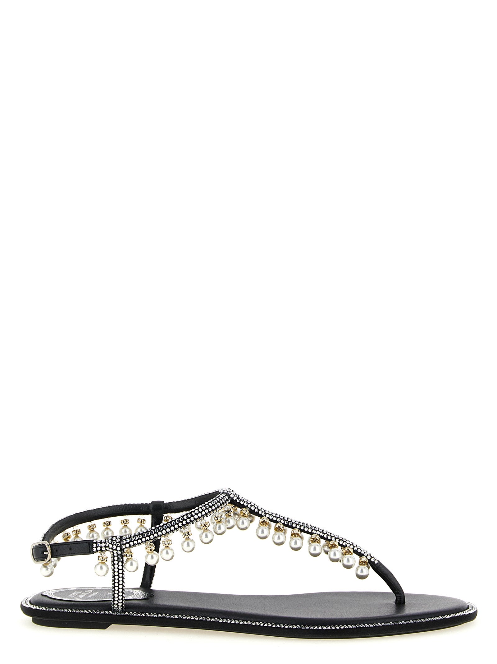 RENE CAOVILLA Bicolor Viscose Flat Women's Sandals