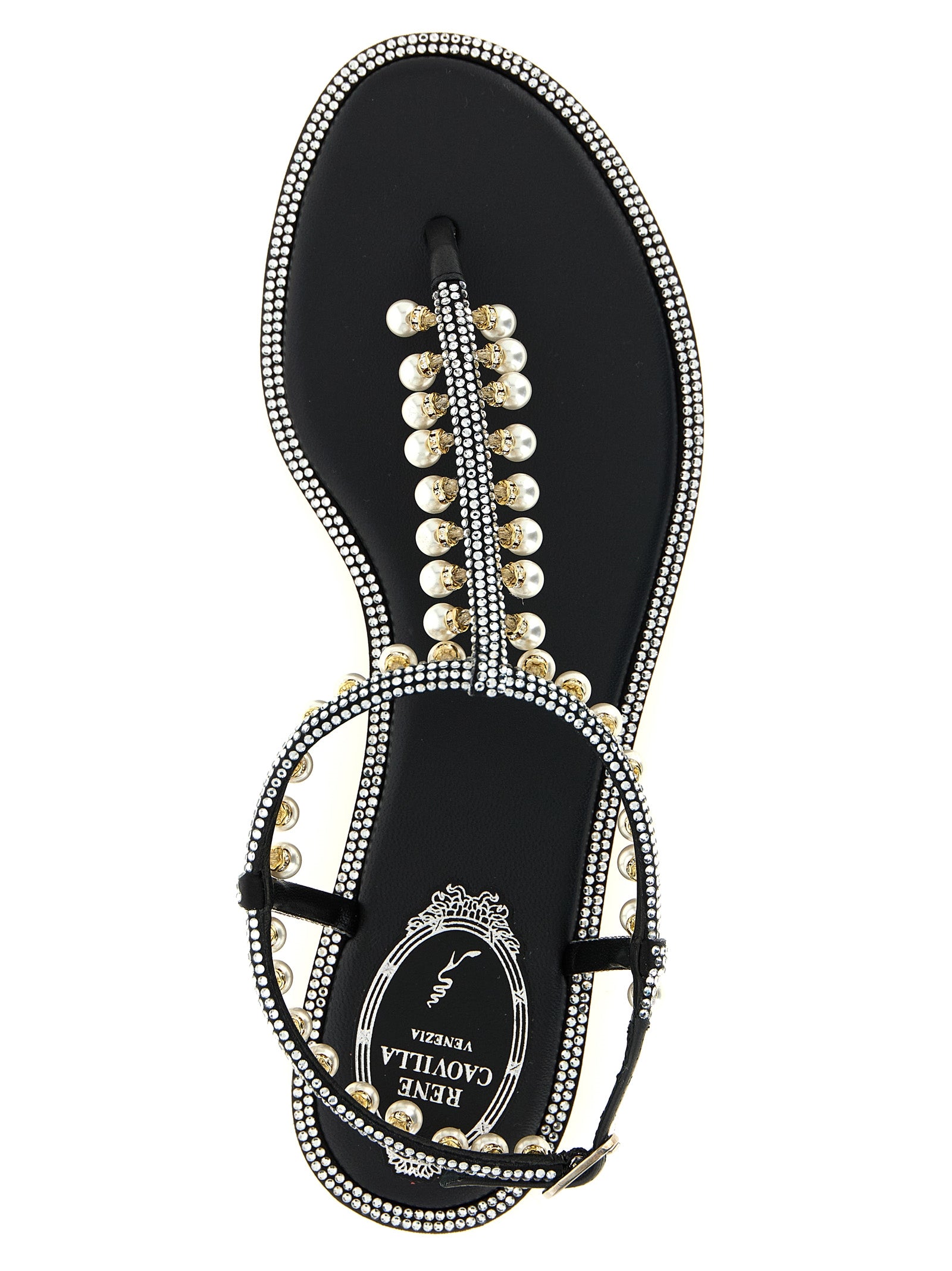 RENE CAOVILLA Bicolor Viscose Flat Women's Sandals