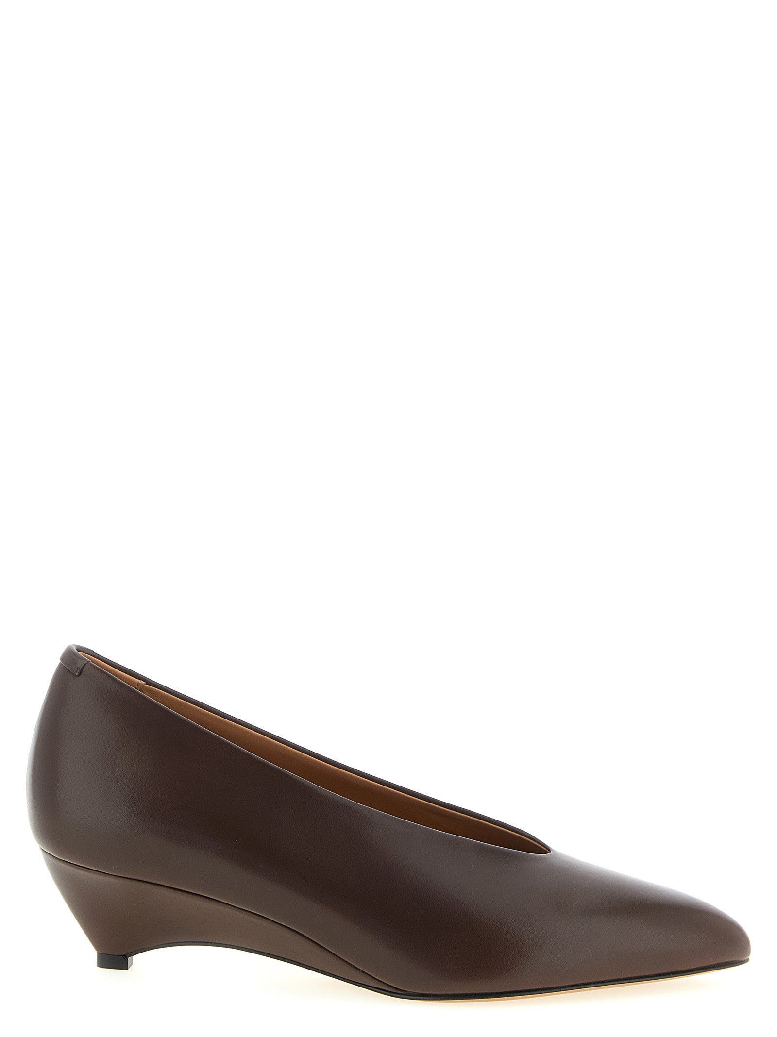 Jil Sander Brown Calfskin Mid Heel Women's Pumps
