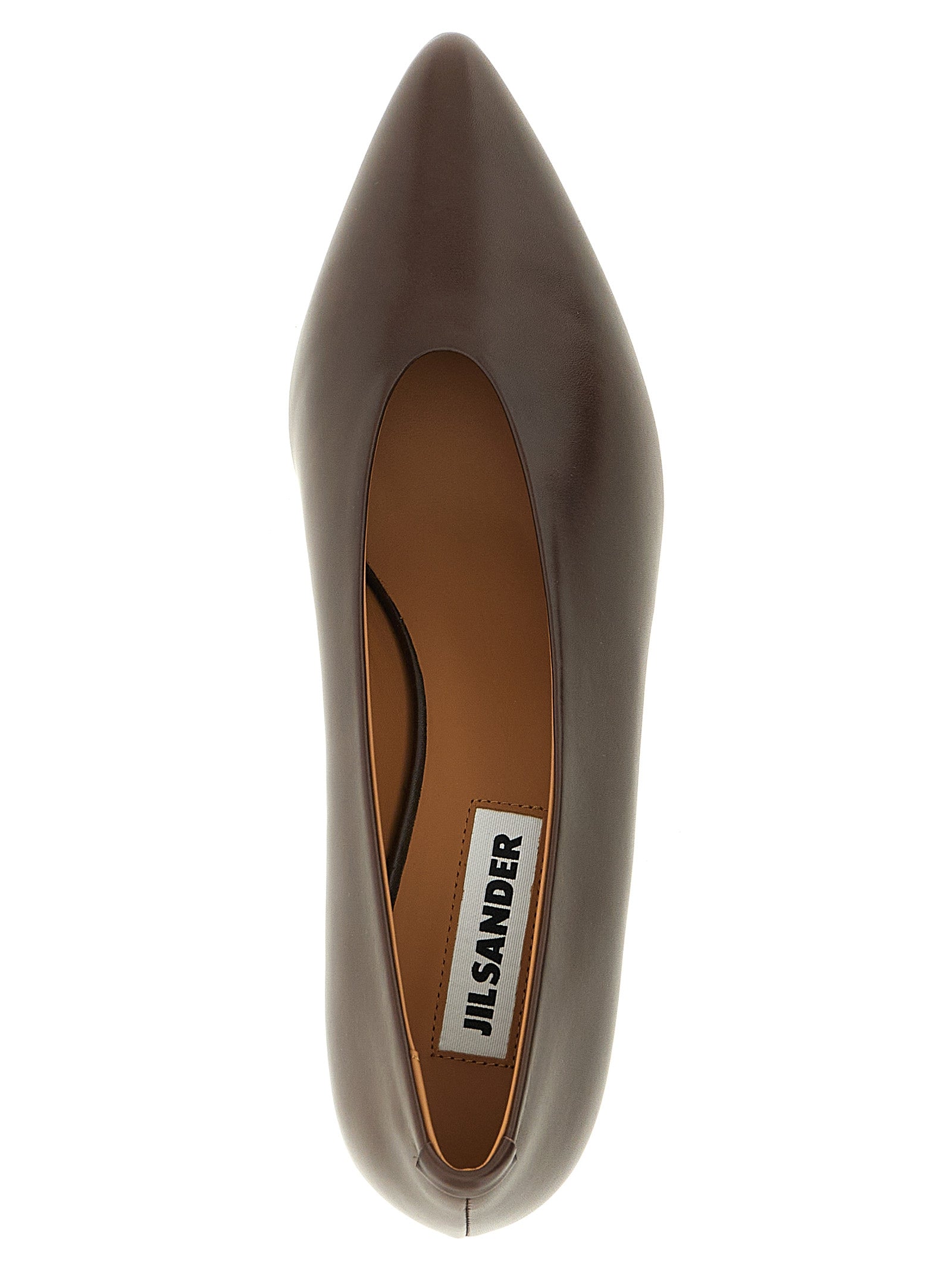 Jil Sander Brown Calfskin Mid Heel Women's Pumps