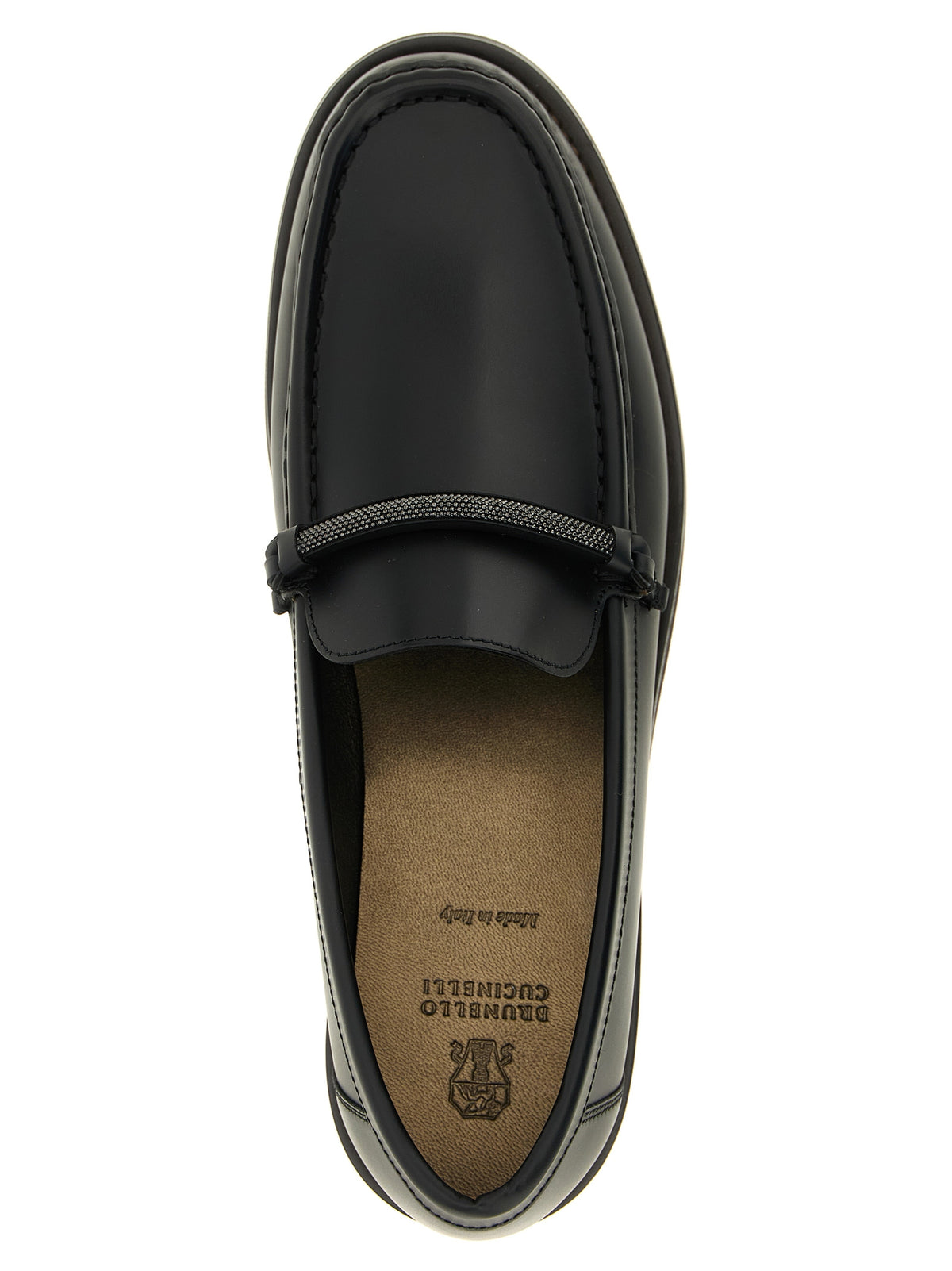 Brunello Cucinelli Black Calfskin Slip-On Women's Loafers