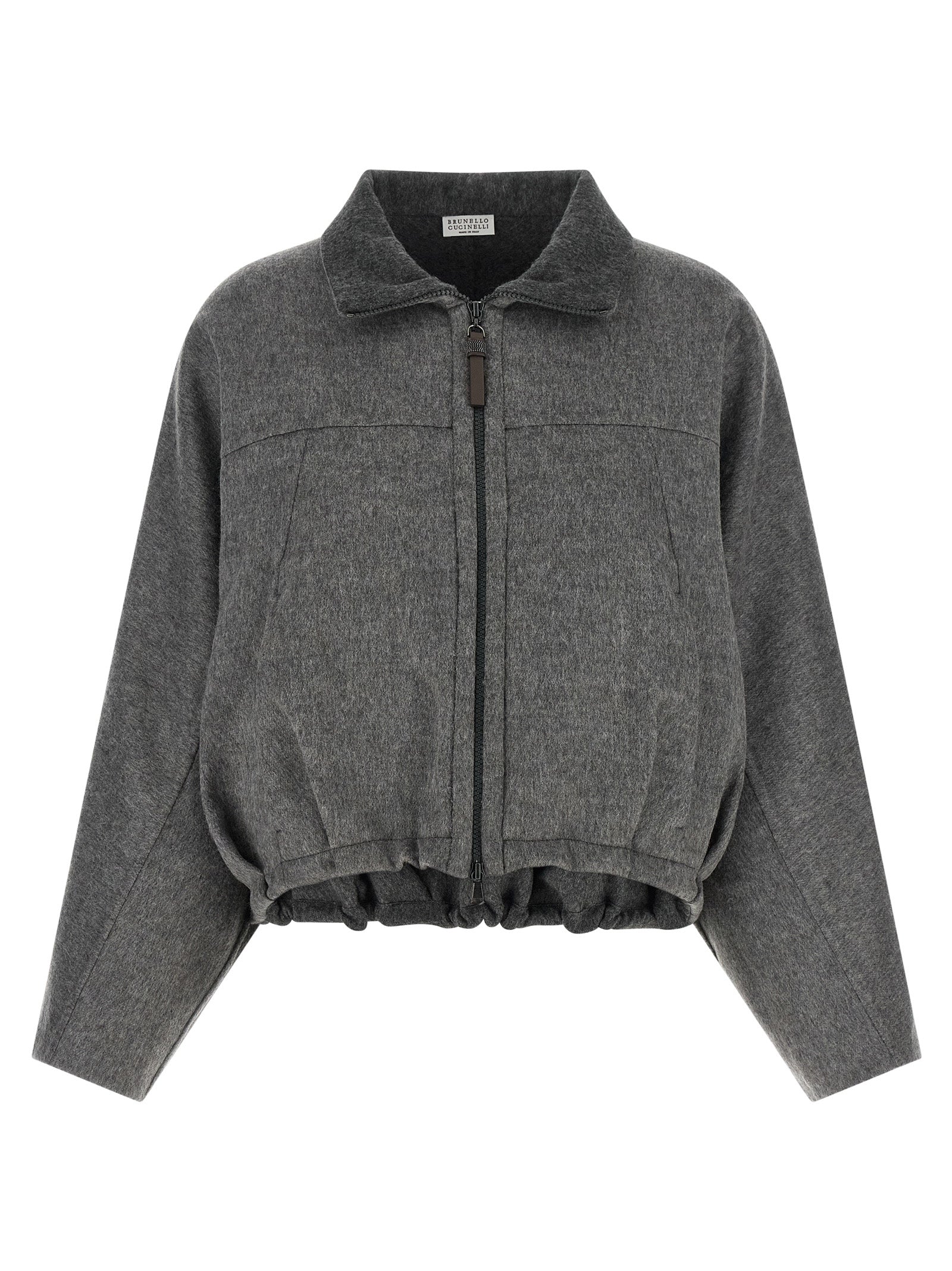 Brunello Cucinelli Gray Virgin Wool Full-Length Women's Jacket