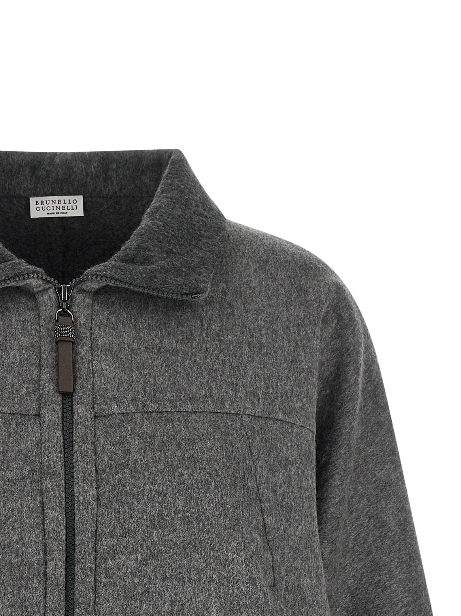 Brunello Cucinelli Gray Virgin Wool Full-Length Women's Jacket