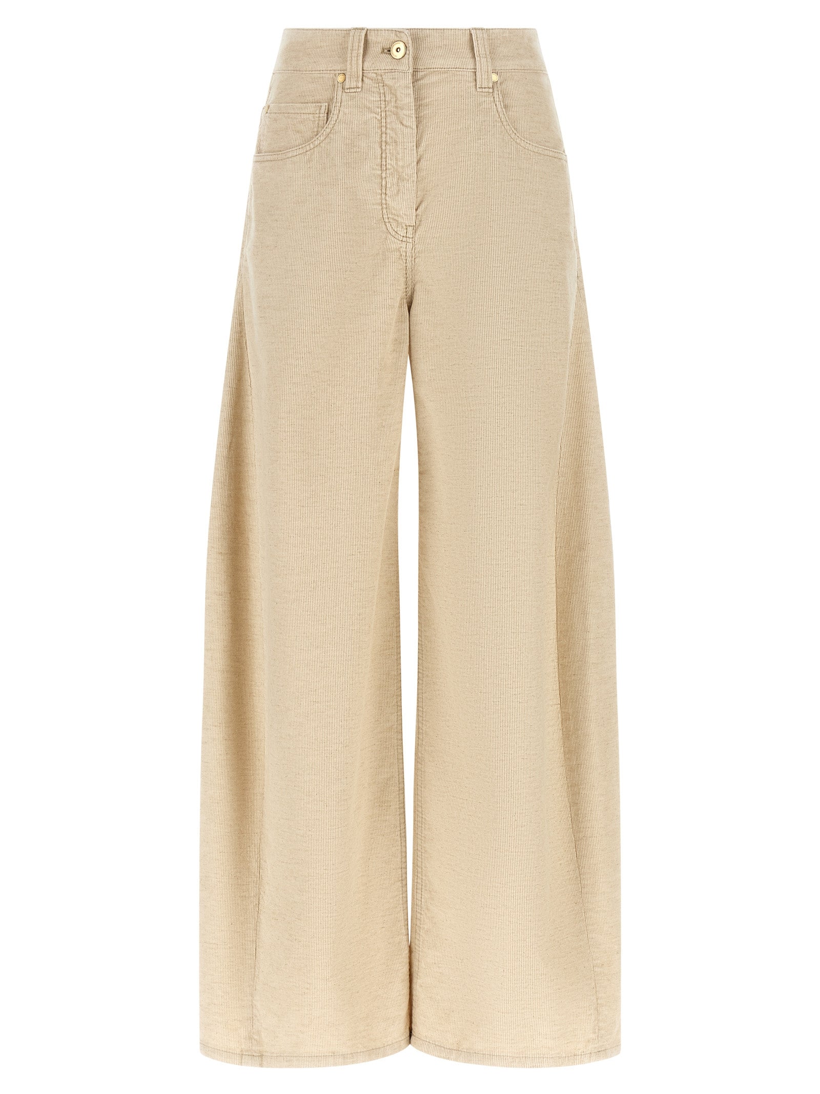 Brunello Cucinelli Beige Cotton Casual Women's Pants