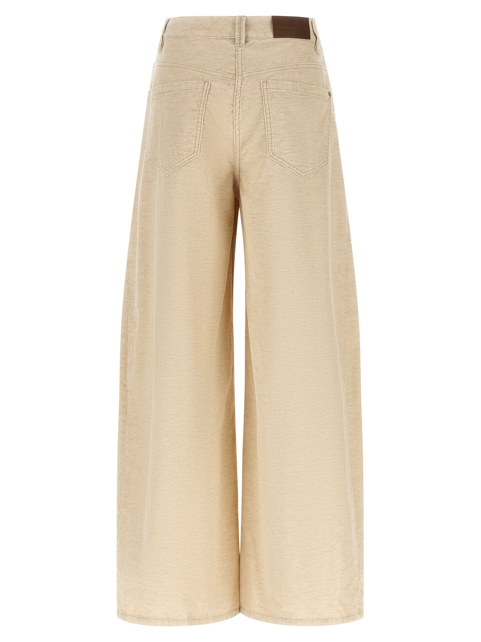 Brunello Cucinelli Beige Cotton Casual Women's Pants