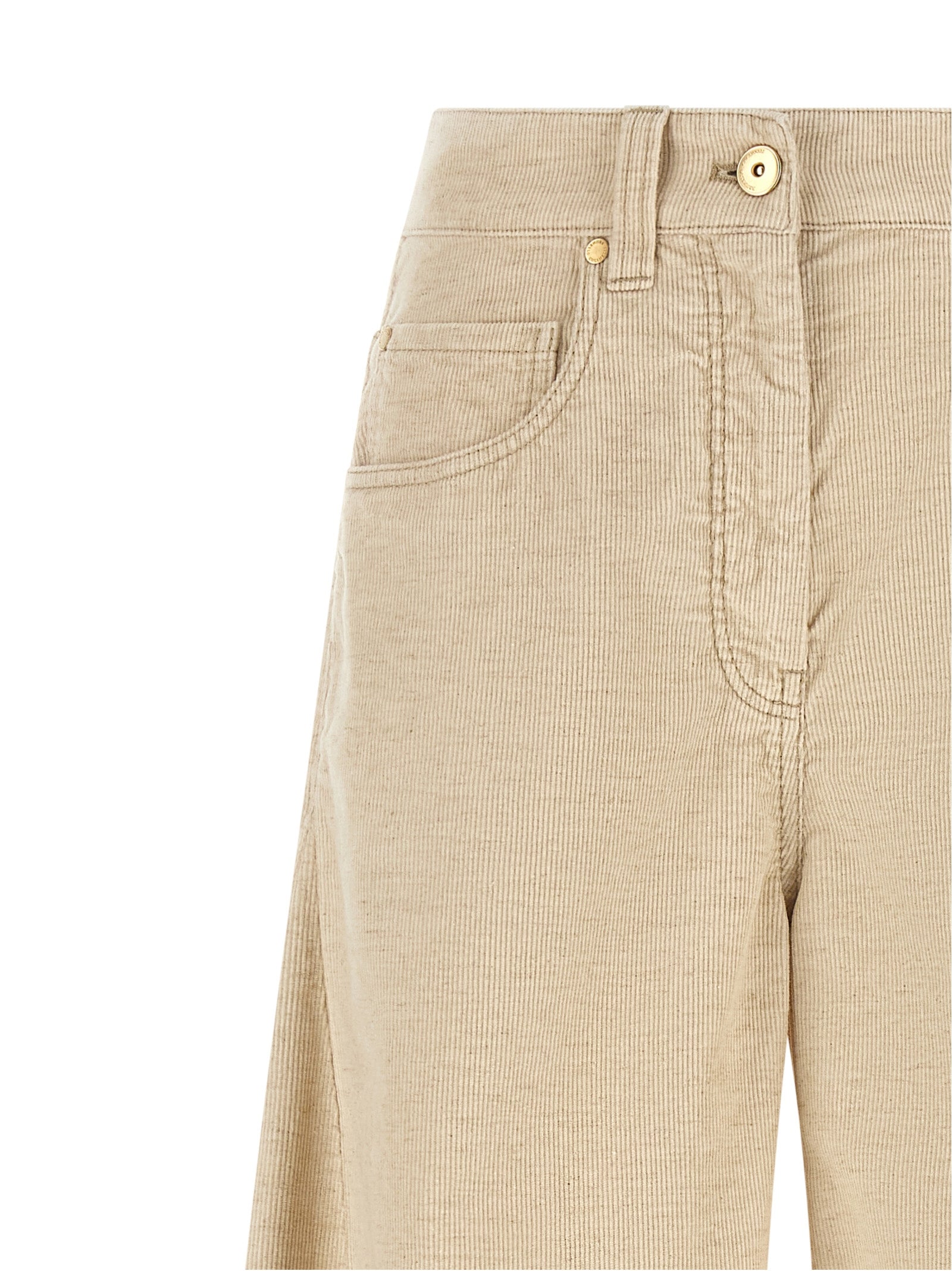 Brunello Cucinelli Beige Cotton Casual Women's Pants