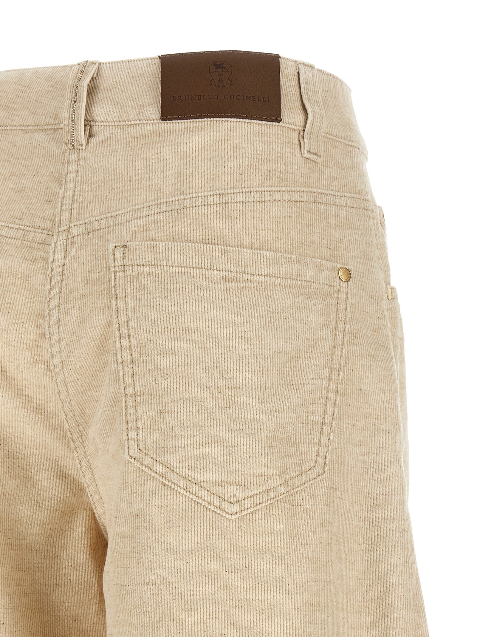 Brunello Cucinelli Beige Cotton Casual Women's Pants