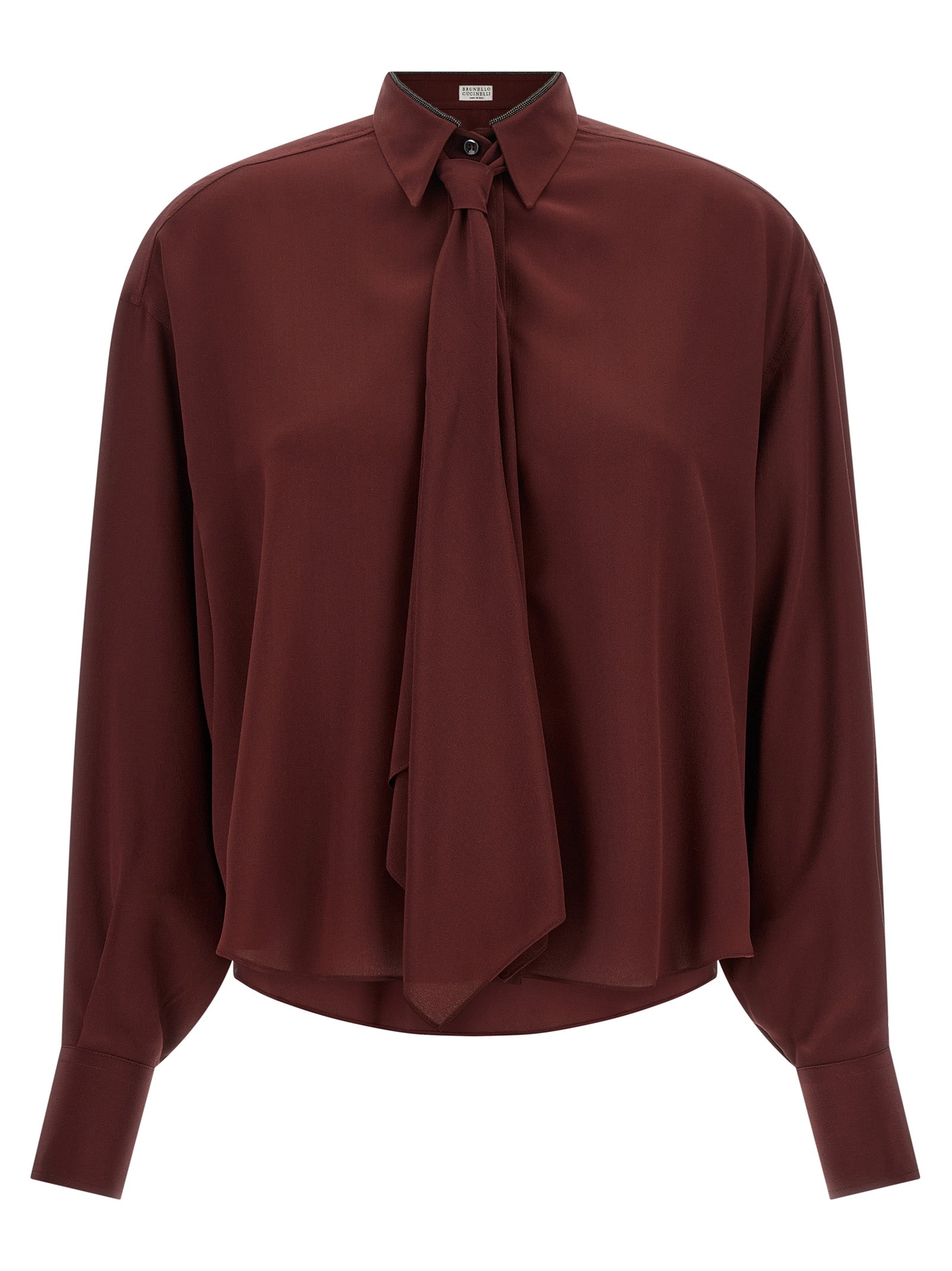 Brunello Cucinelli Bordeaux Silk Women's Blouse