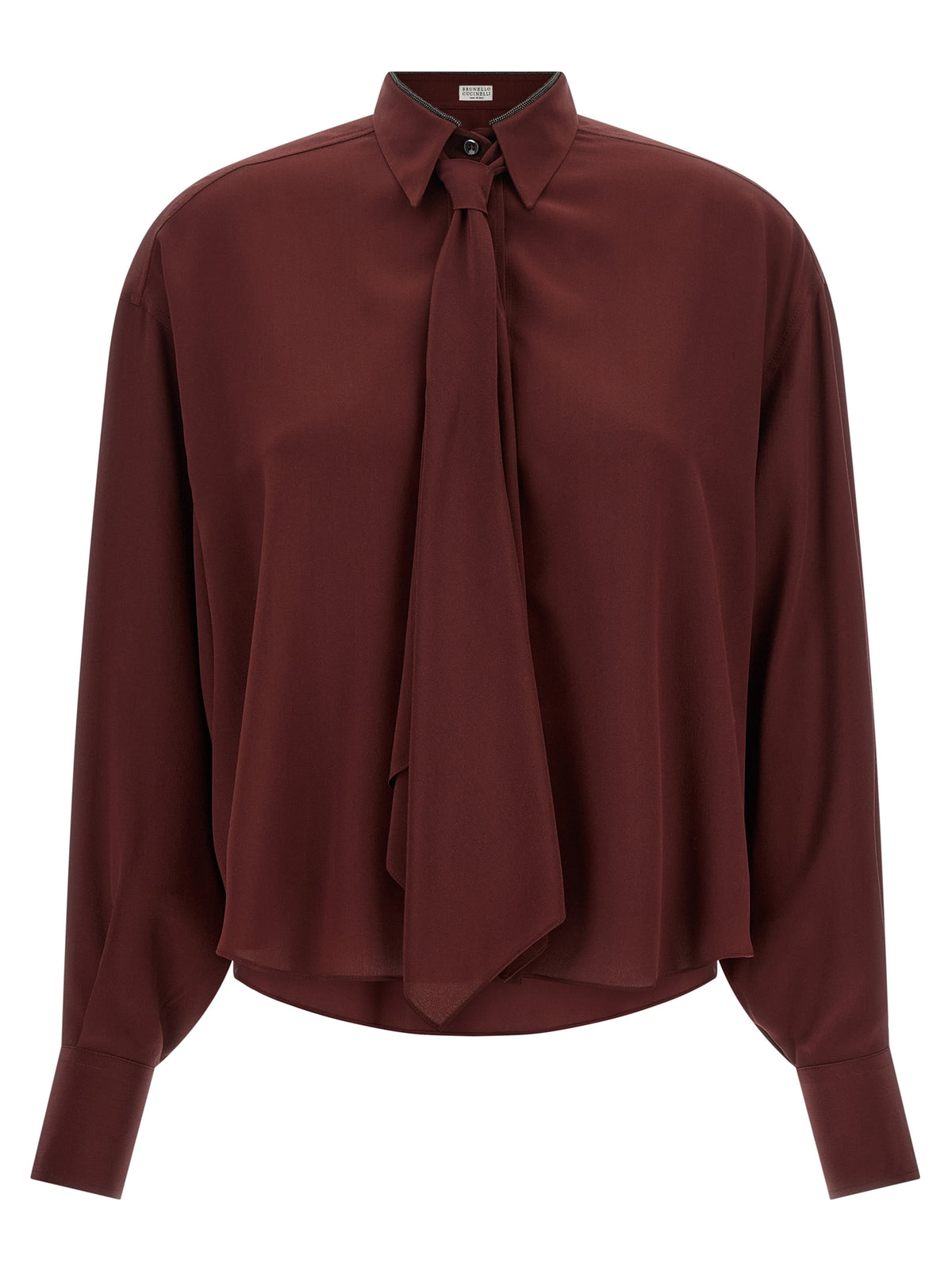Brunello Cucinelli Bordeaux Silk Women's Blouse