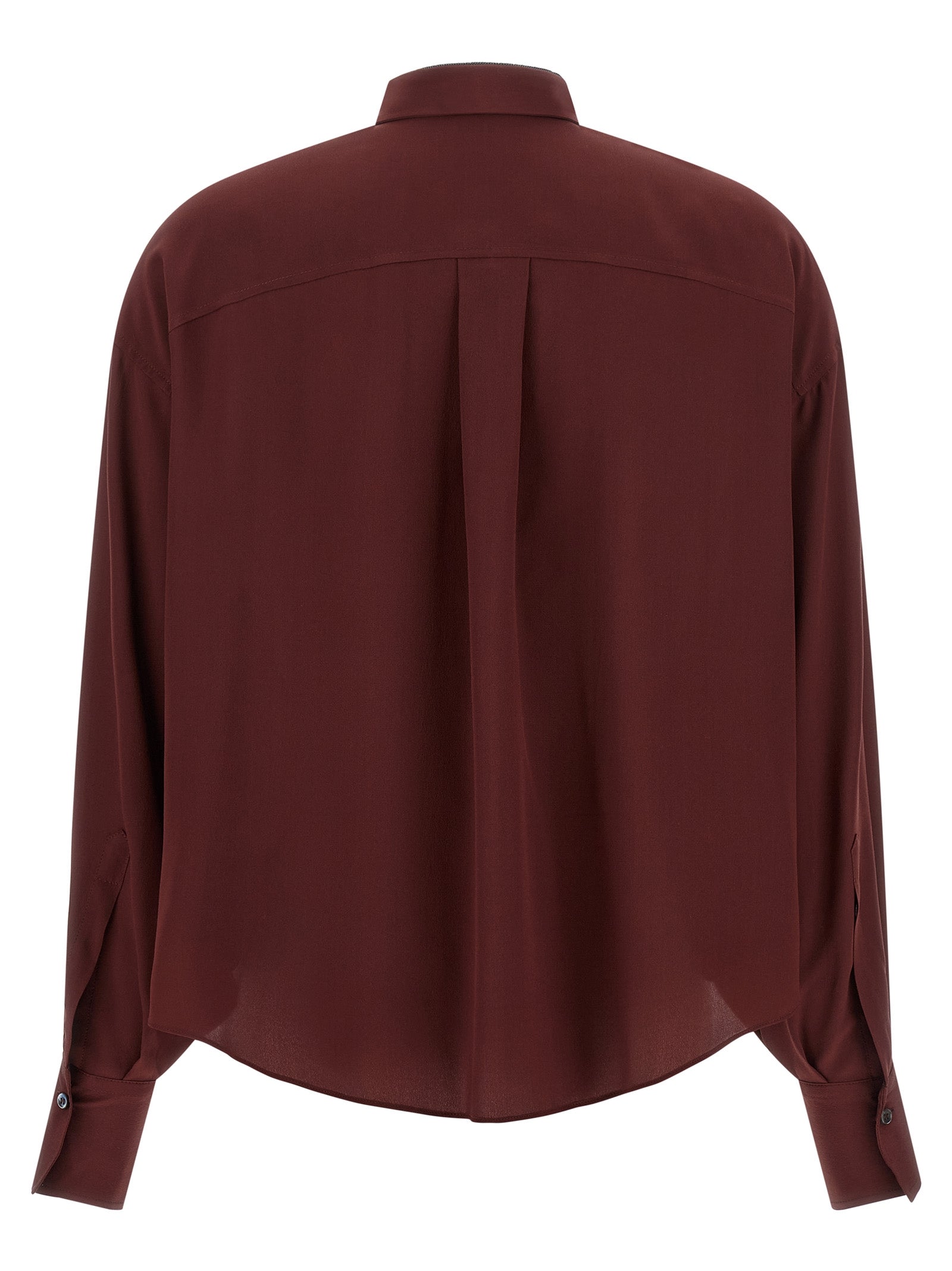 Brunello Cucinelli Bordeaux Silk Women's Blouse