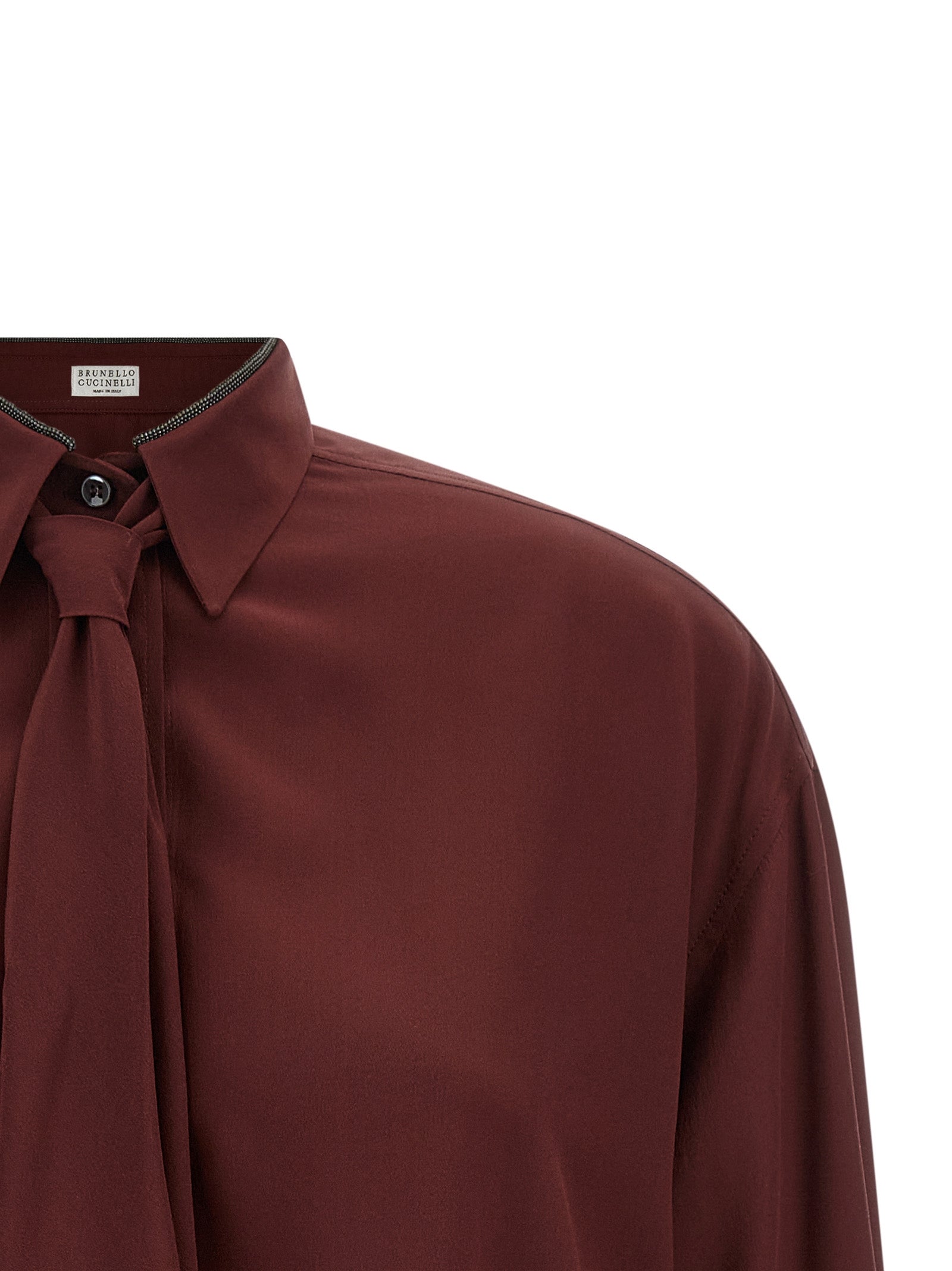 Brunello Cucinelli Bordeaux Silk Women's Blouse