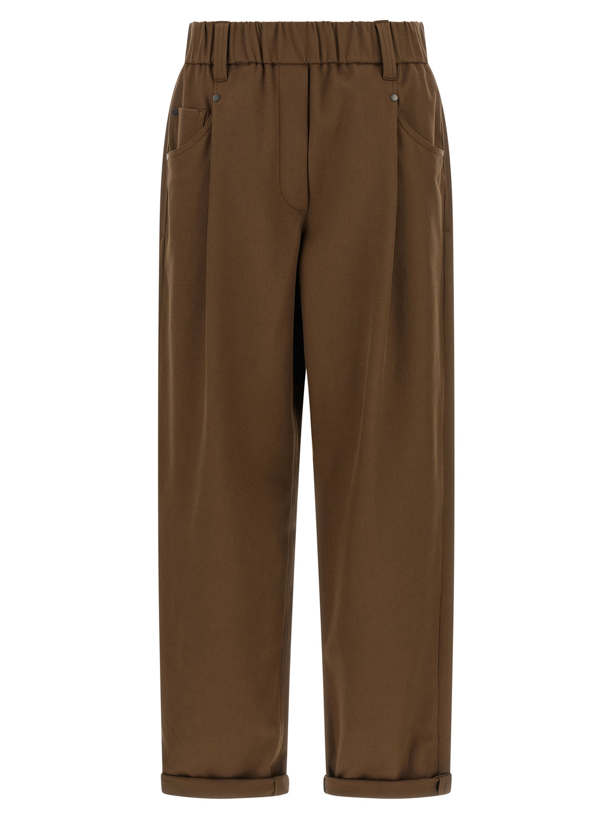 Brunello Cucinelli Brown Cotton Casual Women's Pants