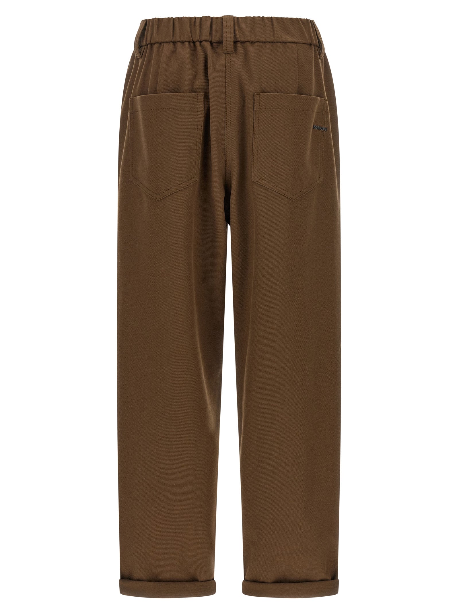 Brunello Cucinelli Brown Cotton Casual Women's Pants