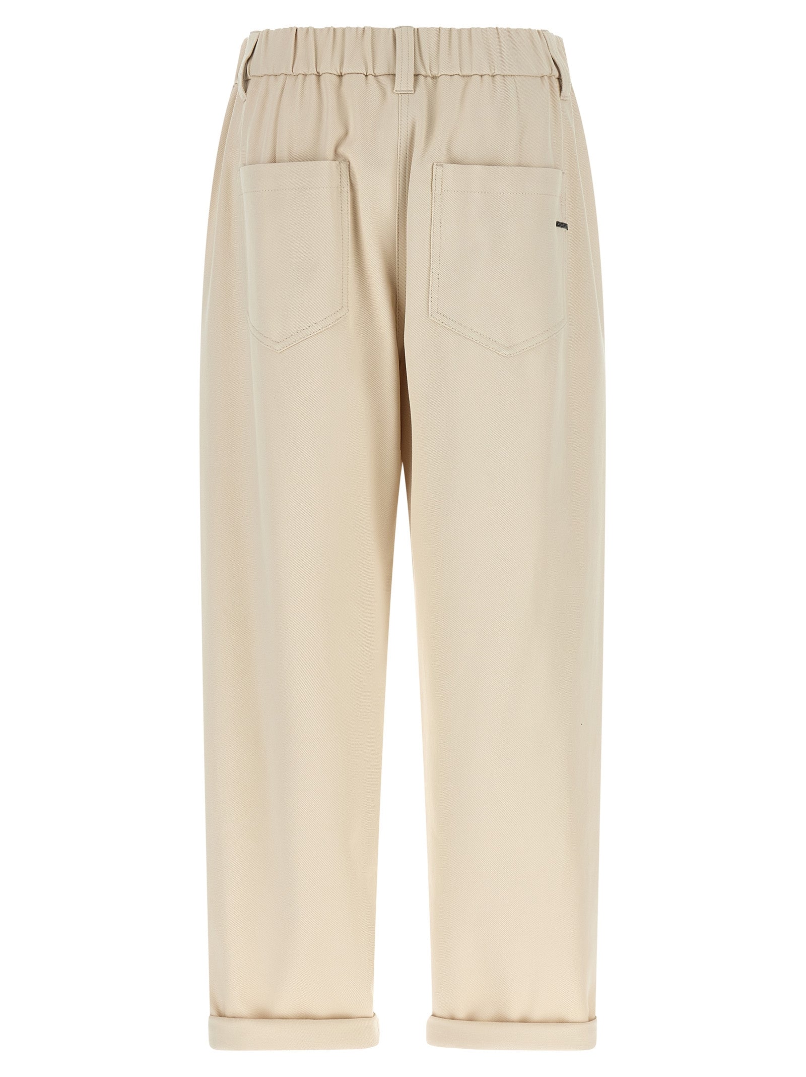 Brunello Cucinelli Beige Cotton Casual Women's Pants