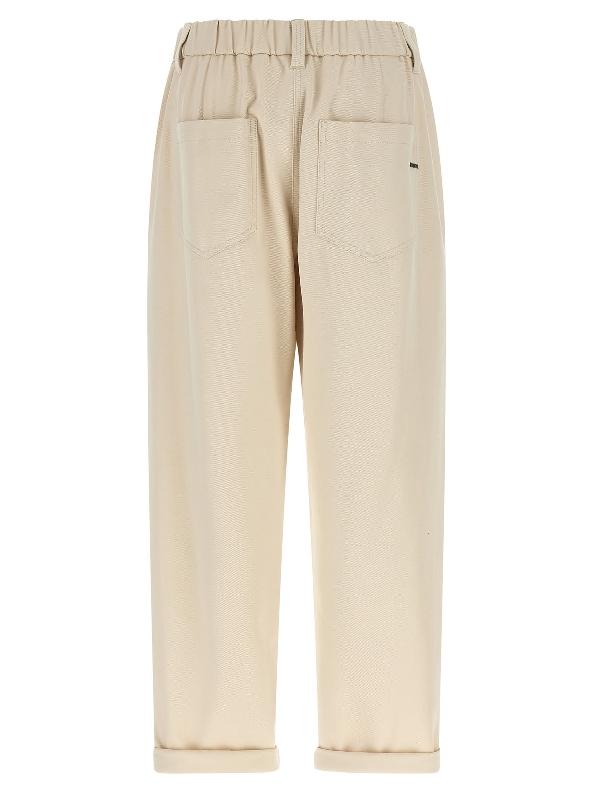 Brunello Cucinelli Beige Cotton Casual Women's Pants