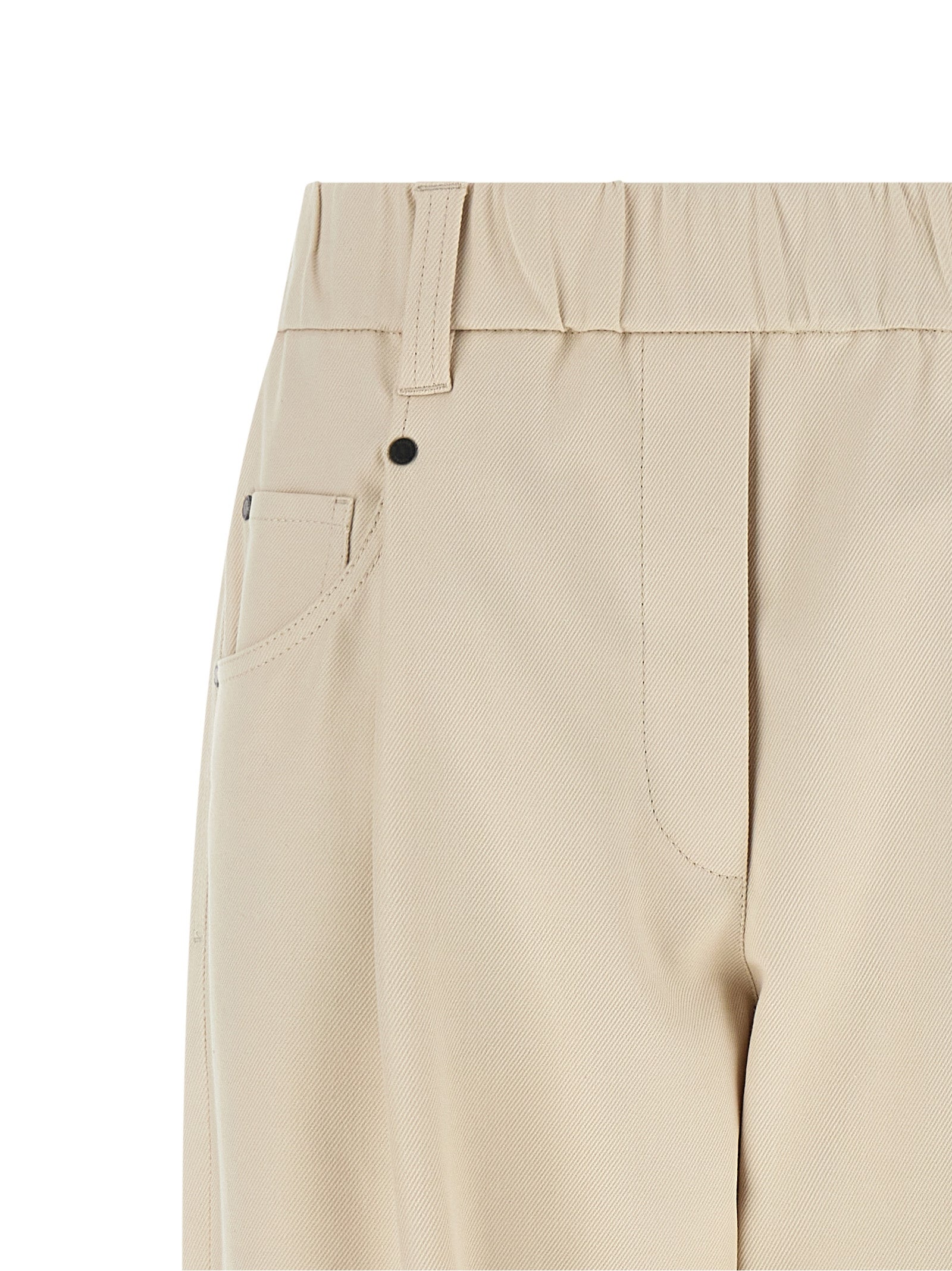 Brunello Cucinelli Beige Cotton Casual Women's Pants