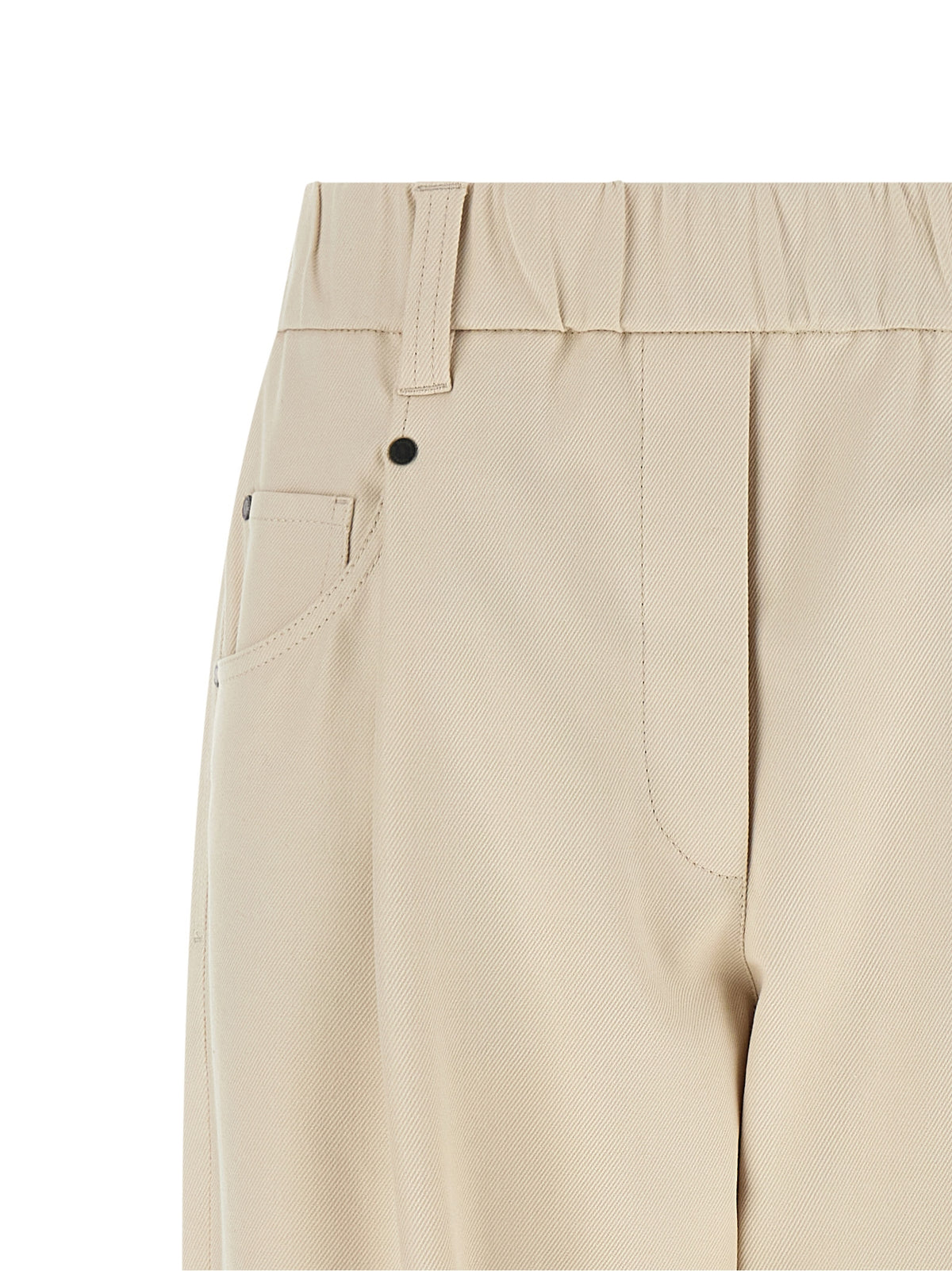 Brunello Cucinelli Beige Cotton Casual Women's Pants