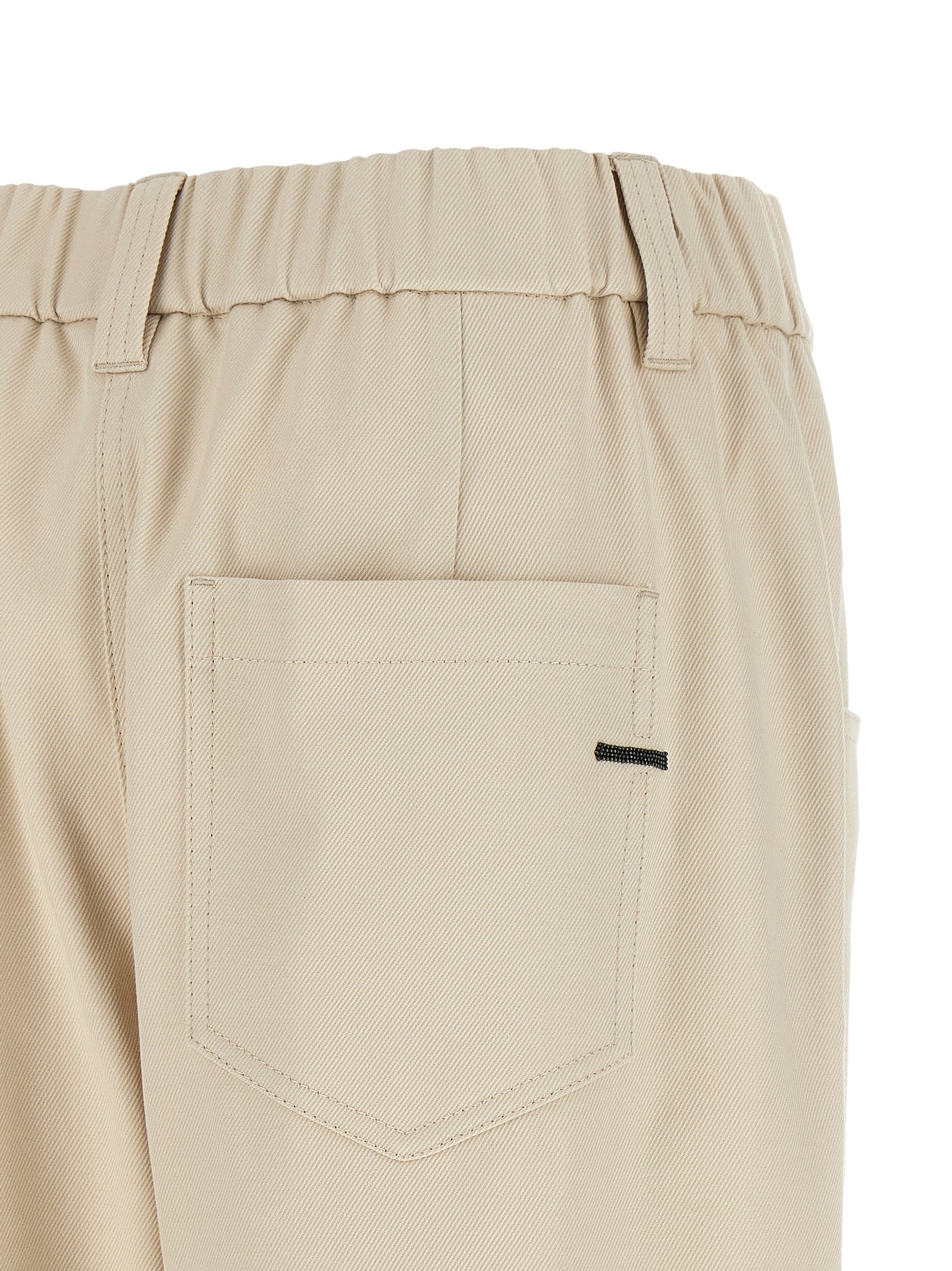 Brunello Cucinelli Beige Cotton Casual Women's Pants