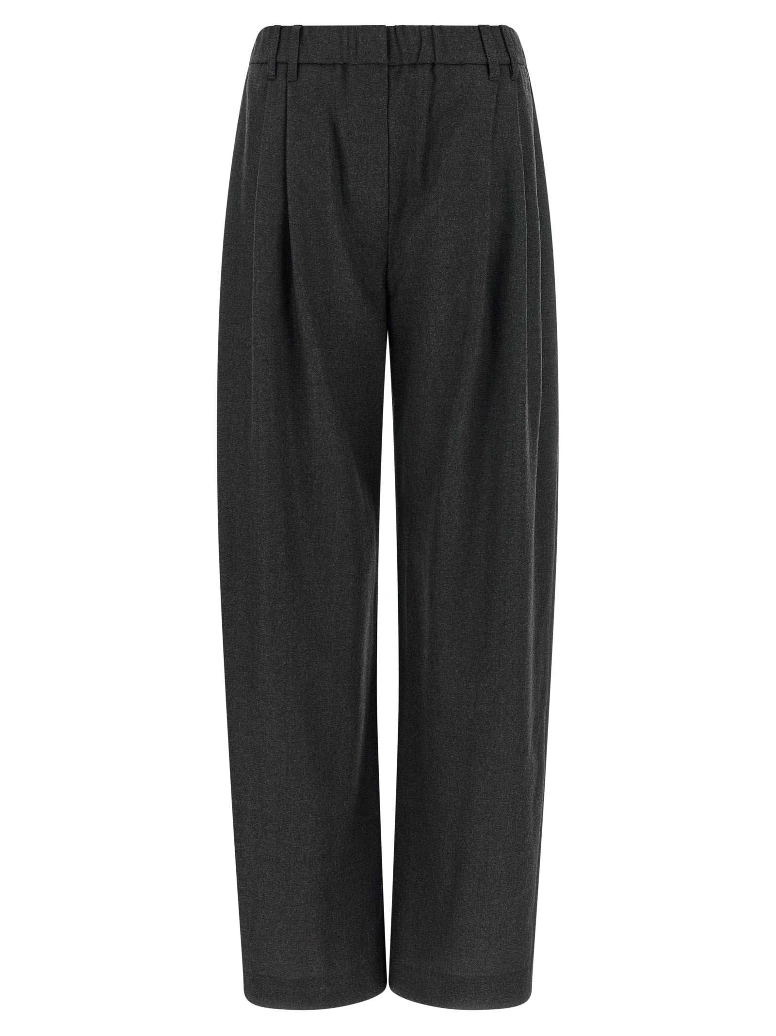 Brunello Cucinelli Gray Virgin Wool Casual Women's Pants