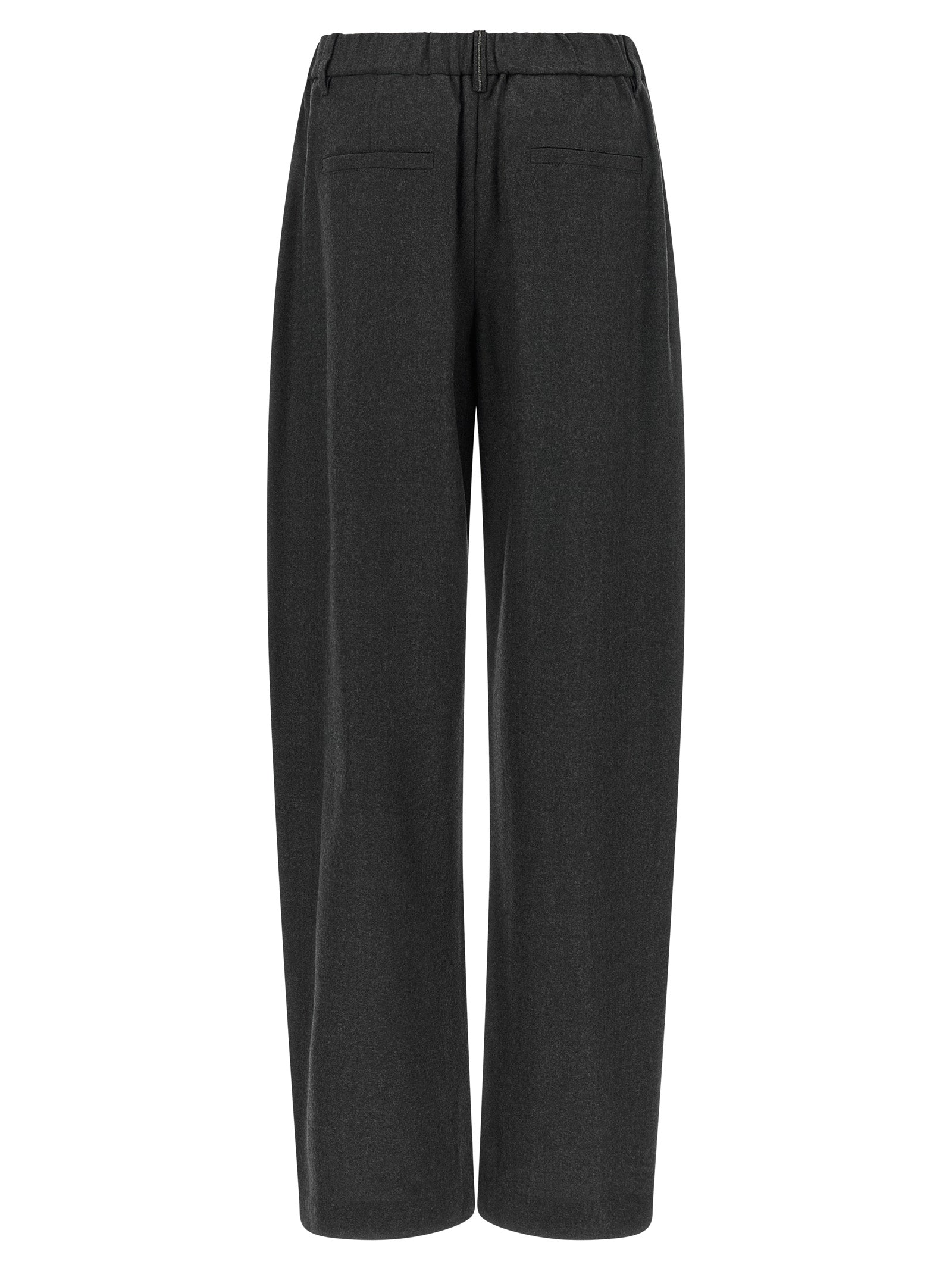 Brunello Cucinelli Gray Virgin Wool Casual Women's Pants